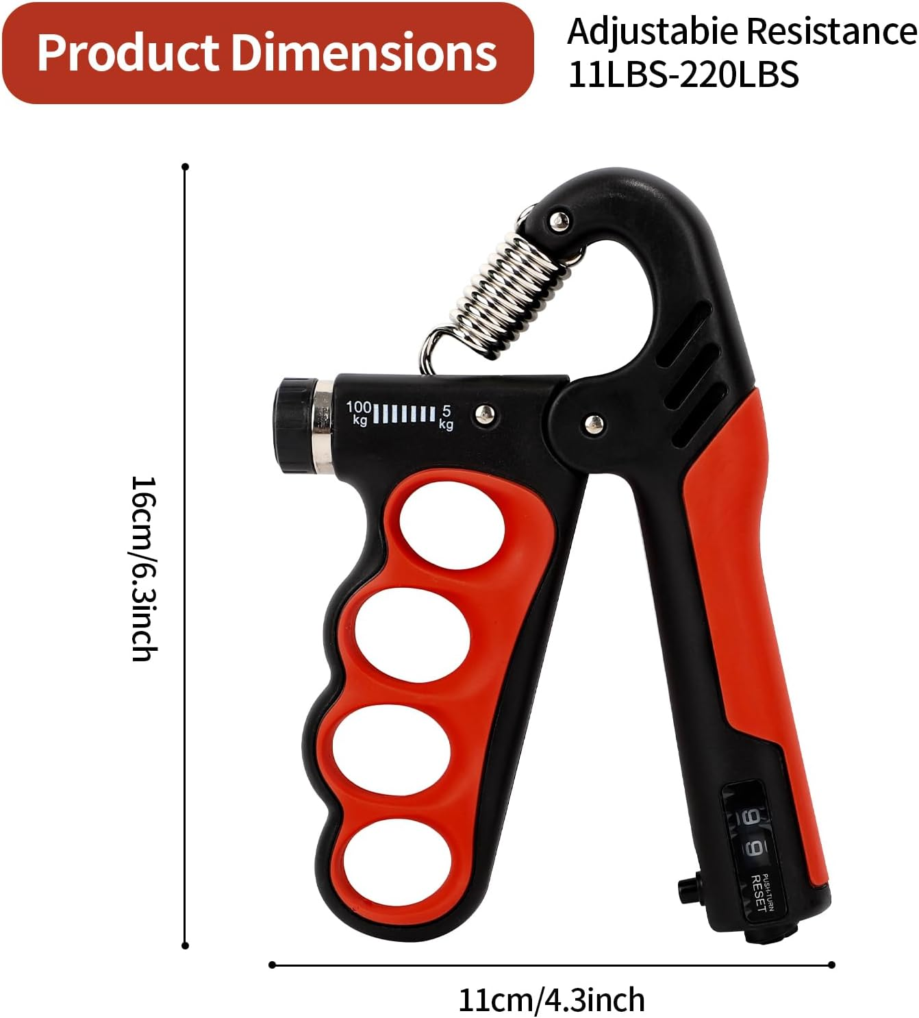 2 Pcs Grip Strength Trainer, 11-220Lbs Hand Grip Strengthener with Adjustable Resistance, Portable Forearm Strengthener Workout Kit, Injury Recovery and Muscle Training - Yellow image number 6