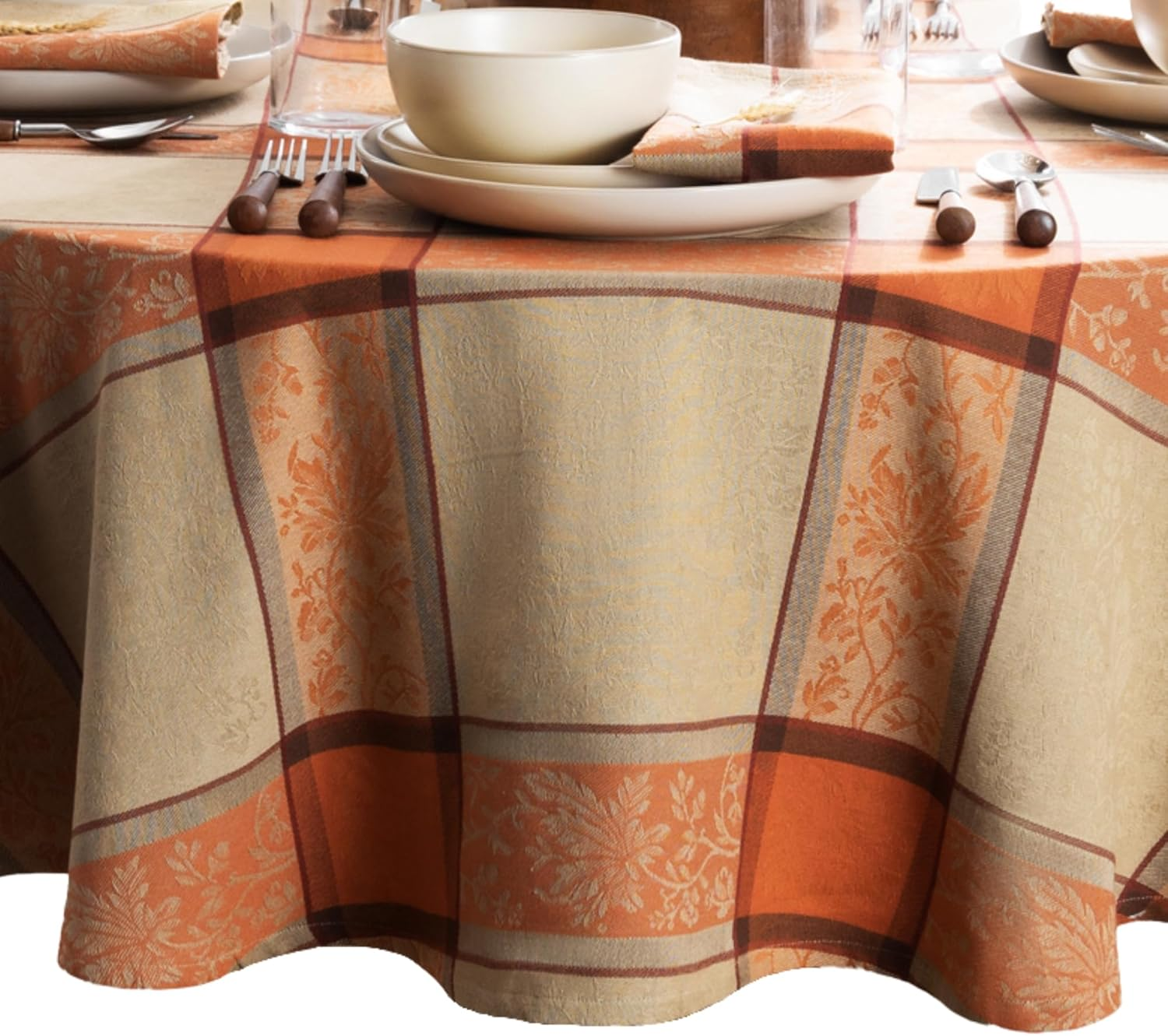 Elrene Home Fashions Autumnal Harvest Jacquard Napkins, Set of 8, 17"X17"