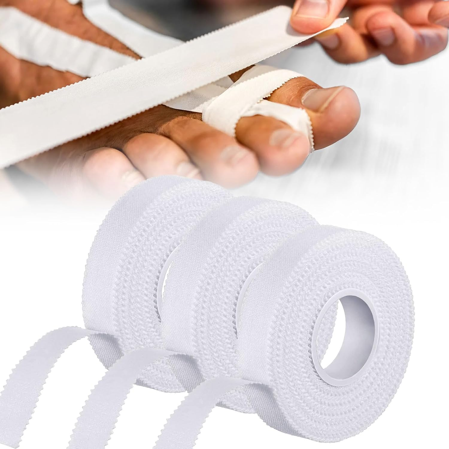 Breathable Fabric Strapping Wrist Finger Tape, 6 Roll Breathable Wrist Finger Easy-Tear Strapping Tape, White Athletic Fingers Tapes Sports Tapes for Knee,Hands image number 2