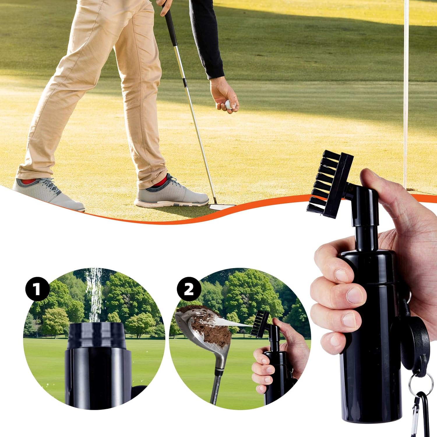 Golf Club Cleaner Brush with Water Spray Bottle, Strong Bristles Non-Leaking Stretchable Golf Brush with Microfiber Golf Towel (11.8 * 11.8 In), Golf Groove Cleaner Kit image number 4