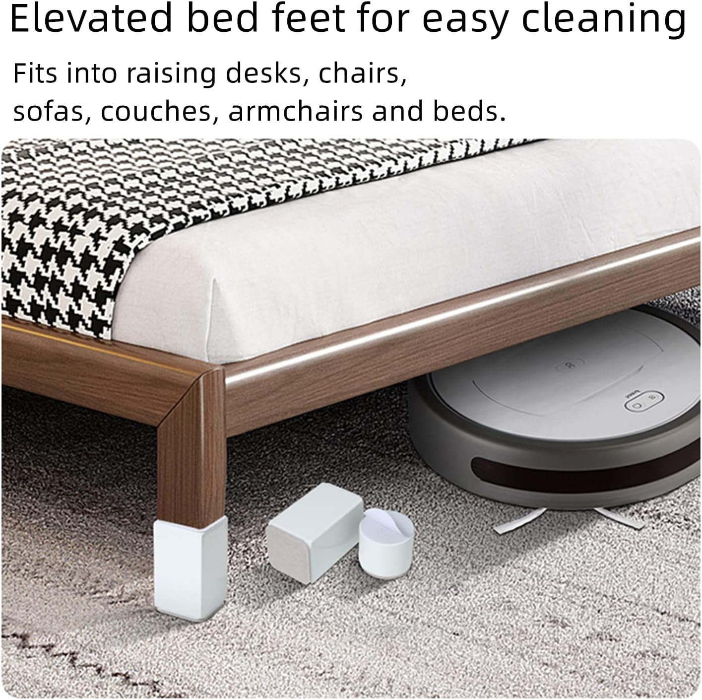 1.18" Self Adhesive Bed and Furniture Risers, Steel Bed Risers to Heavy Furniture or Beds Chair Table Riser,Round White 60X30Mm(Wh) image number 2