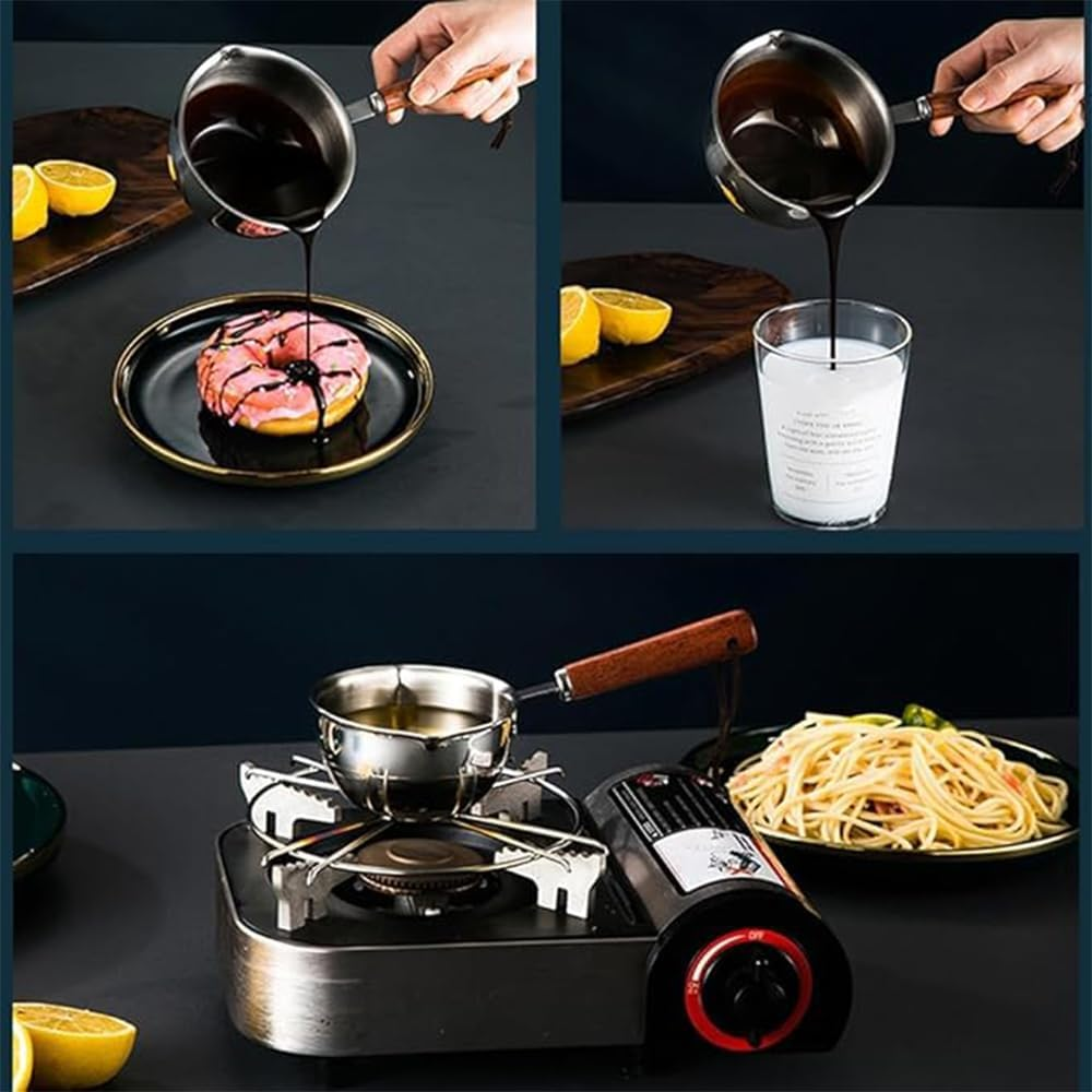 Stainless Steel Sauce Pan with Pour Spout, 500Ml Mini Cooking Pot, Butter Warmer and Chocolate Melting Pot
