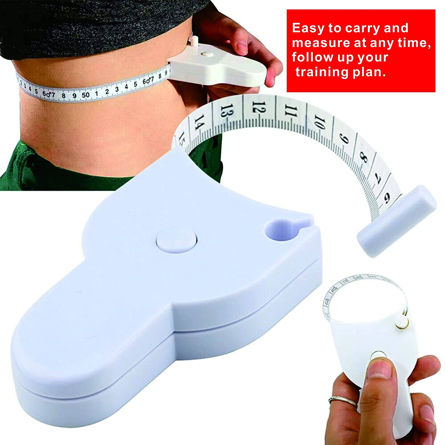 Body Measuring Tape 150Cm, Automatic Snap-In Retraction, Dual-Sided Metric/Imperial Scale, Flexible, Durable ABS Shell for Personal Trainers and Home Fitness image number 1