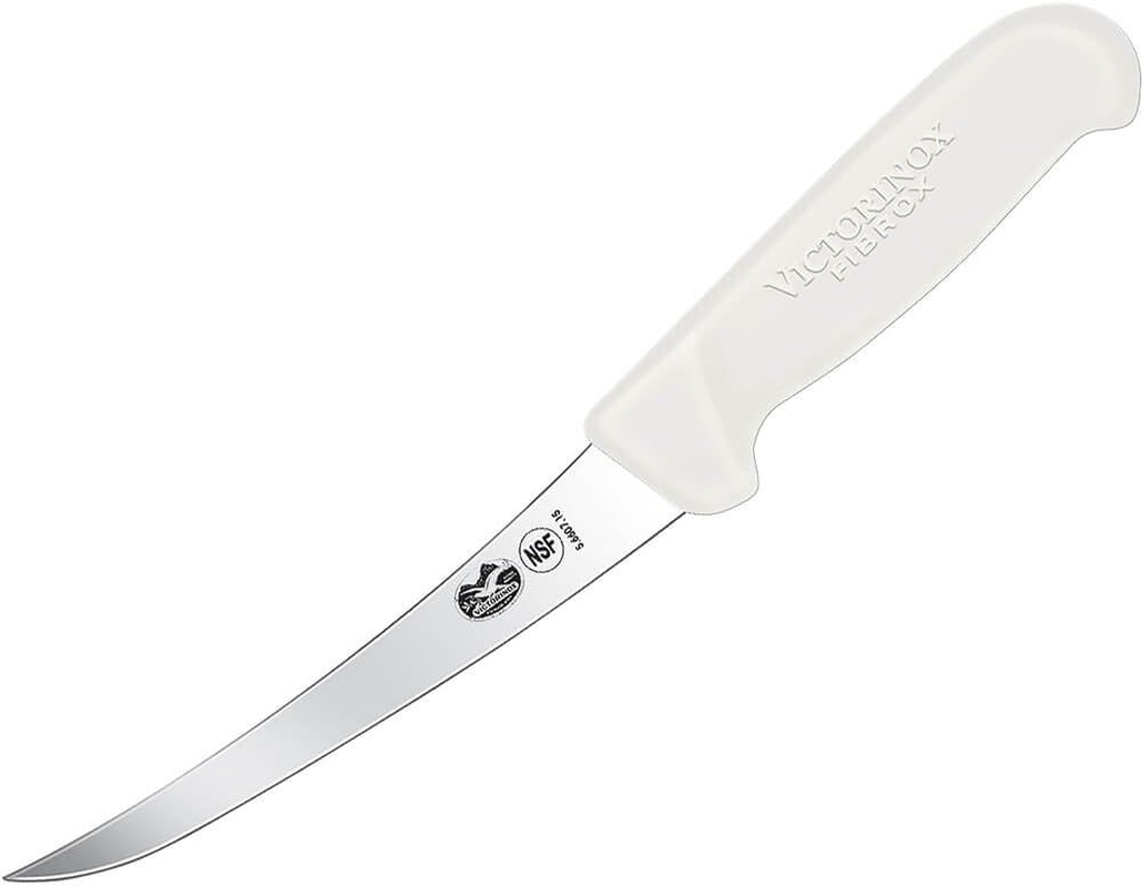 Victorinox Fibrox Curved Narrow Blade Boning Knife, Yellow, 5.6608.15