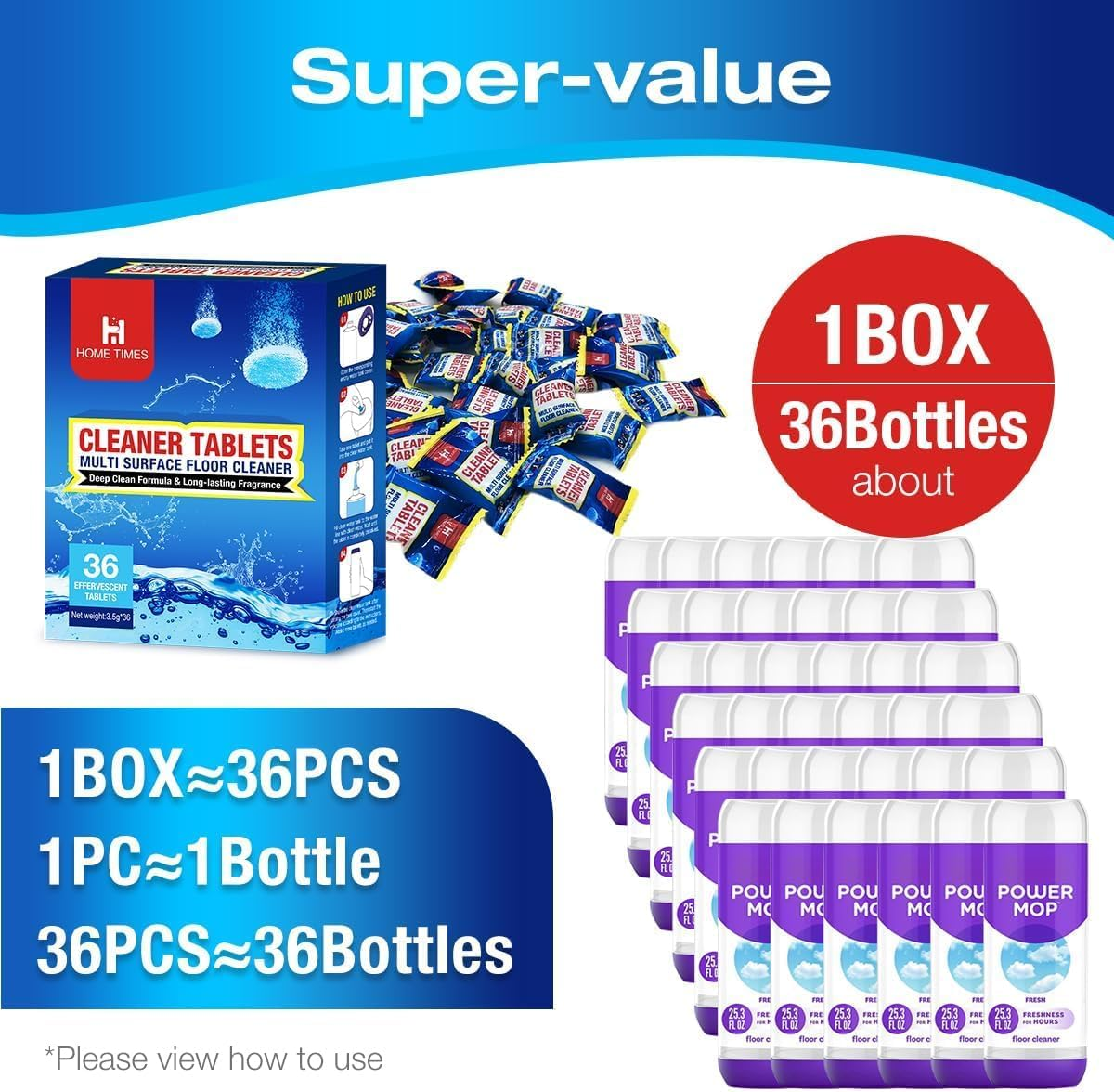 Multi-Surface Floor Cleaner,Deep Cleans for All Vacuums Robot Mop,Compatible with Roborock,Tineco, Irobot,Dreame,Ecovacs,Shark,Bissell,Etc. Cleaning Machine Solution-36 Tablets image number 3