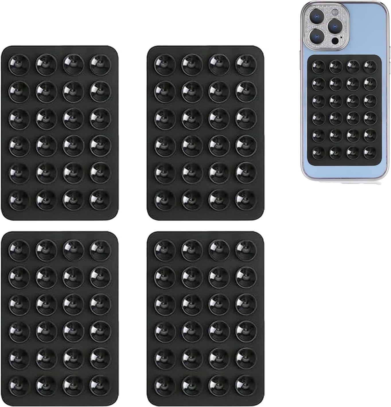 4Pcs Silicone Phone Sticky Grip,Leeneen Suction Phone Case Mount for All Phone,Hands-Free Strong Grip Holder for Selfies and Videos (Pink Light Pink)