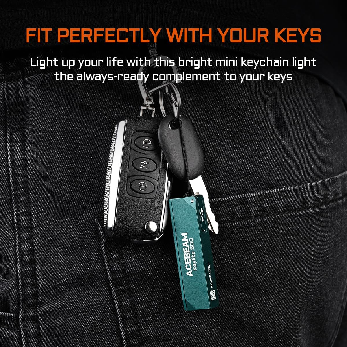 ACEBEAM Keylite 500 Ultra Powerful Rechargeable Ultra-Compact Flat Pocket LED Keychain Torch for EDC with Dual LED, 6 Modes, Small Mini Flashlight for Home, Teal image number 3
