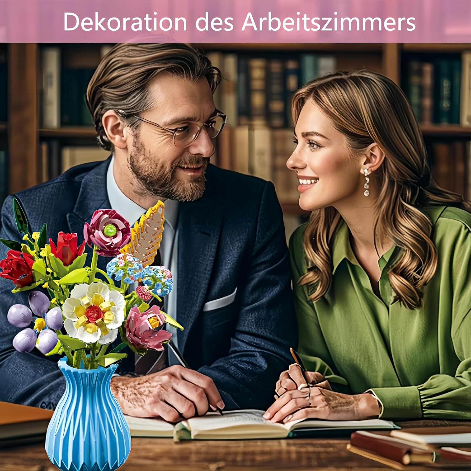 TANSAR Bouquet Kit with Vase, 691 Pieces Flower Building Blocks, Flower Bouquet Botanical Collection for Adults, Women, Office and Home Decoration, Gifts for Mother'S Day, Valentine'S Day, Birthday