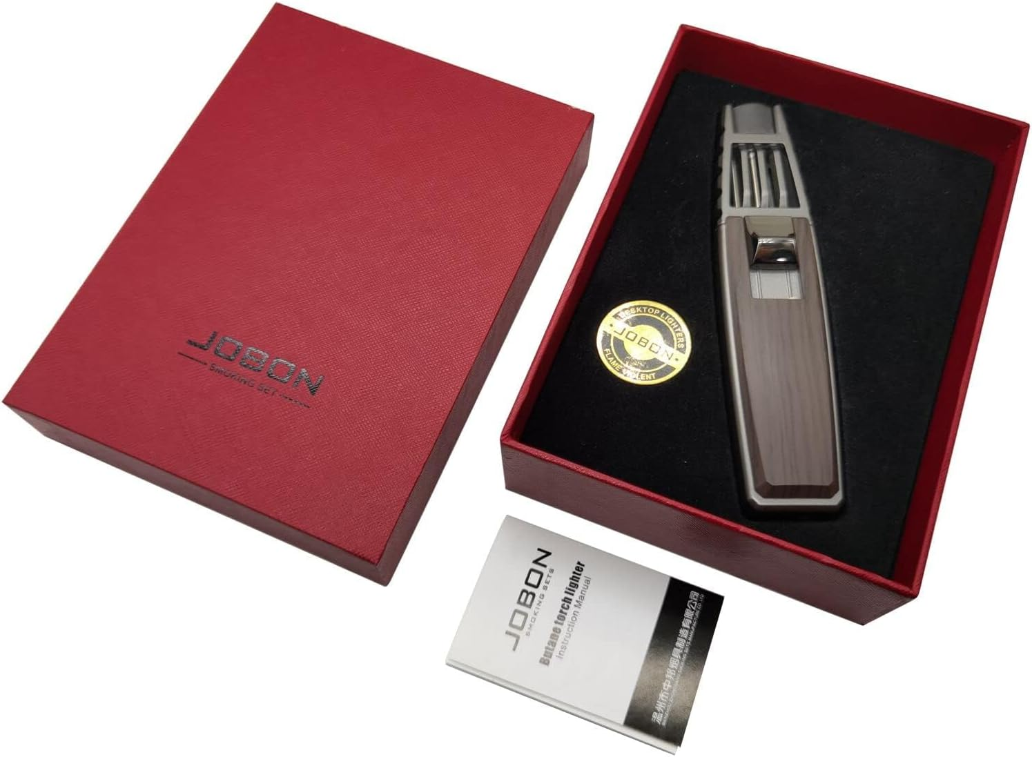 JOBON Solar Beam Torch, Adjustable Flame Butane Refillable Culinary Cooking Lighter for Baking Creme Br&ucirc;l&eacute;e Kitchen BBQ Camping - No Gas Included (Brown)