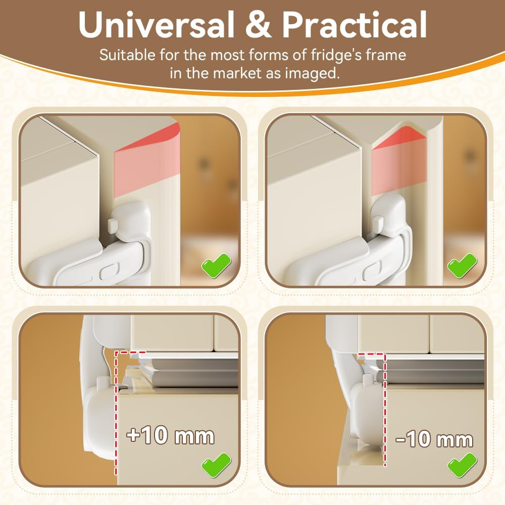 SAFELON Baby Safety Refrigerator Lock, Child Proof Fridge Door Lock, Protect Refrigerators with Damaged Sealing Strips, No Tools Required (White, 2 PCS) image number 4