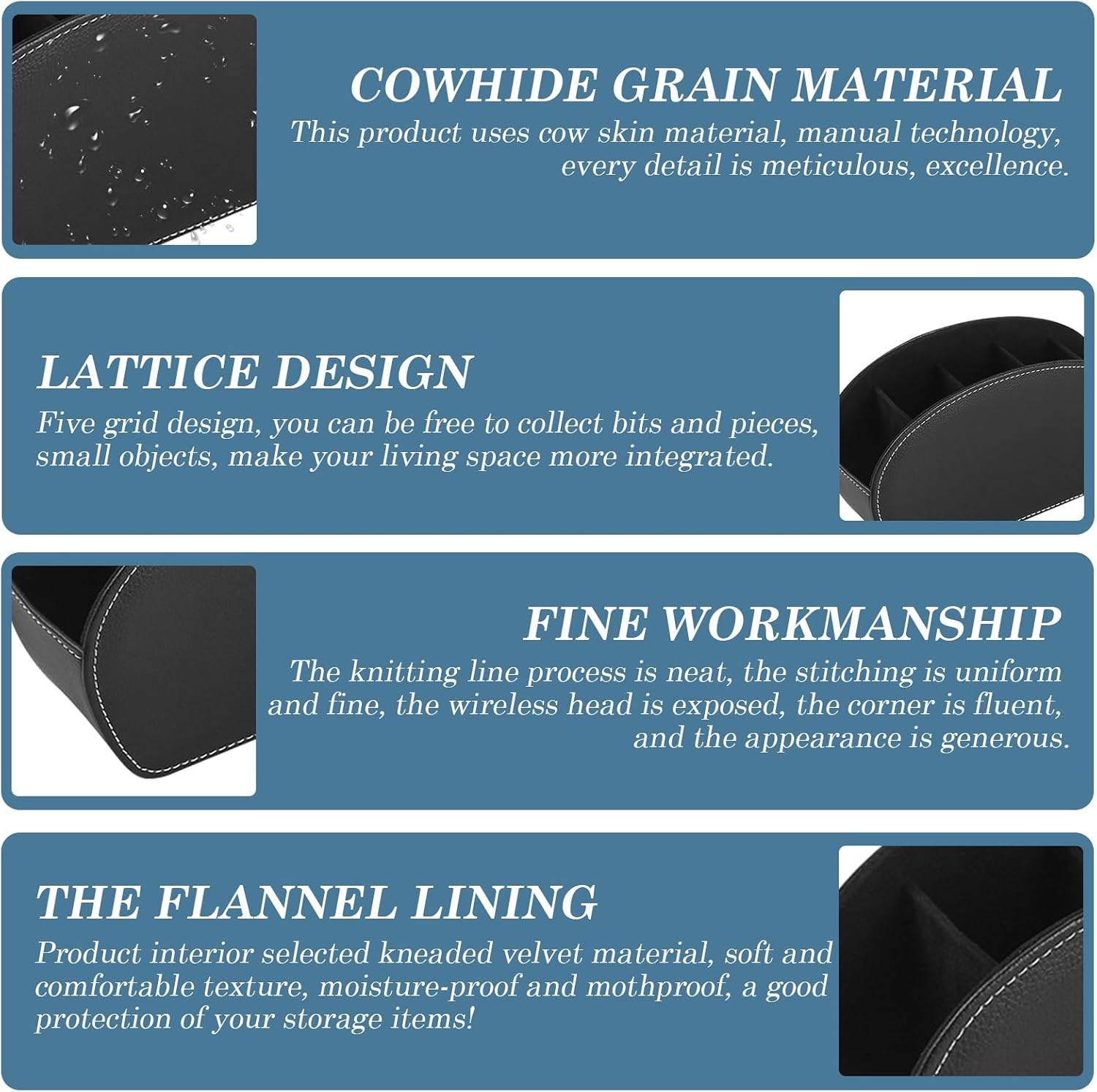 WIYETY Remote Control Holder with 5 Pockets: Remote Control Storage, Desk Organiser, for Remote Controls, Notebooks, Stationery, Pens, Mobile Phone - Black image number 2