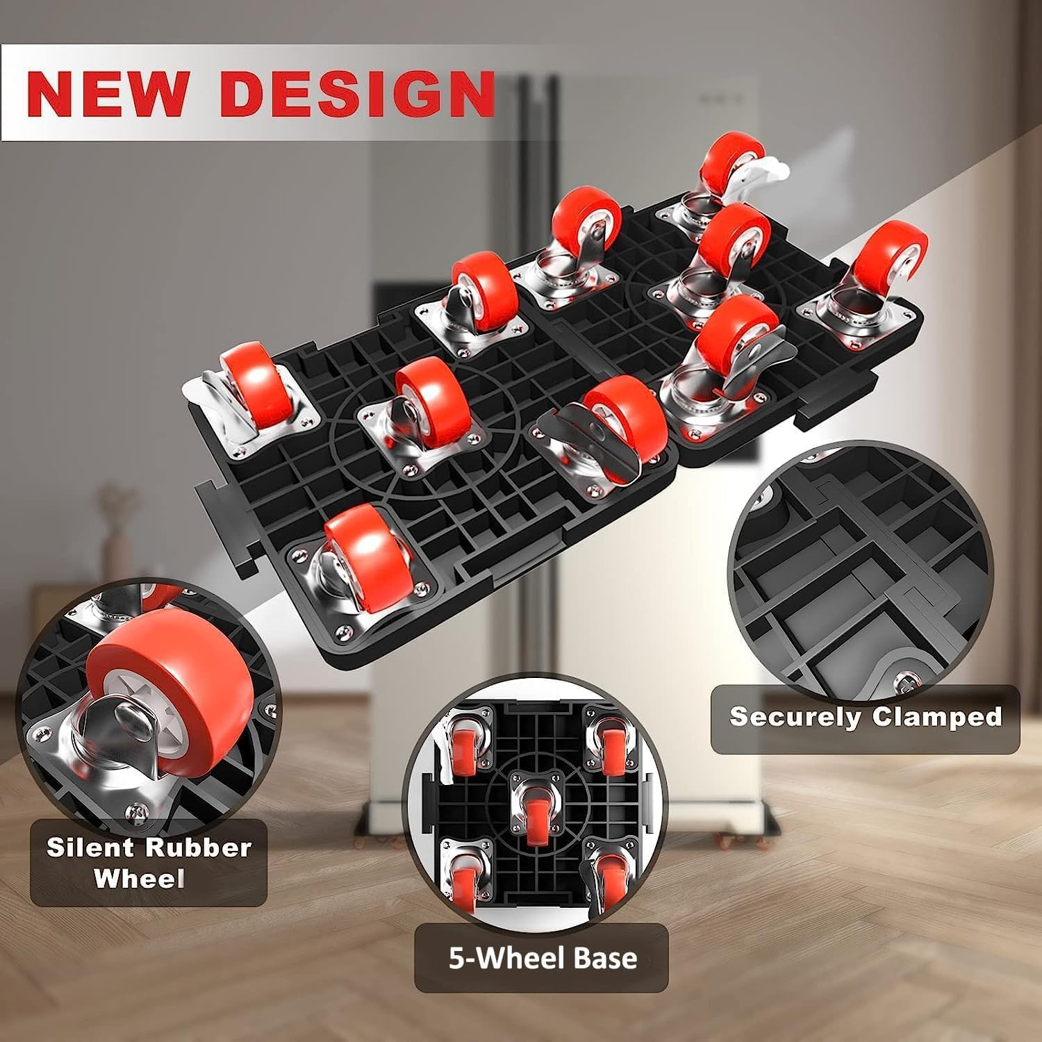 Furniture Lifter Set and Furniture Mover with 5 Wheels & Lifter Set, 360&deg; Rotation Wheels,Furniture Moving Tool, Max up for 260KG for Moving Heavy Furniture, Refrigerator, Sofa, Cabinet
