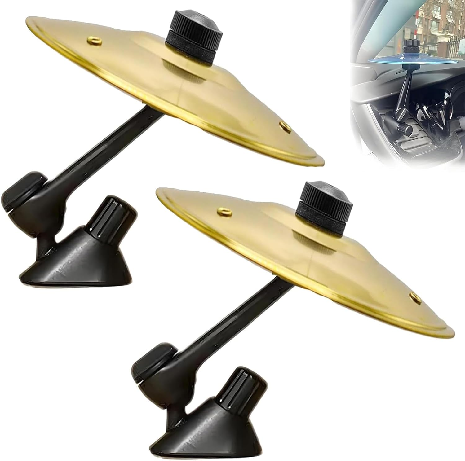 Car Crash Cymbal, Car Cymbal Air Vent, Mini Car Drum Cymbals Air Vent, Easy Clip-On Ride Cymbals for Music Lovers, Easy Installation for All Types of Vehicles (Gold*2)