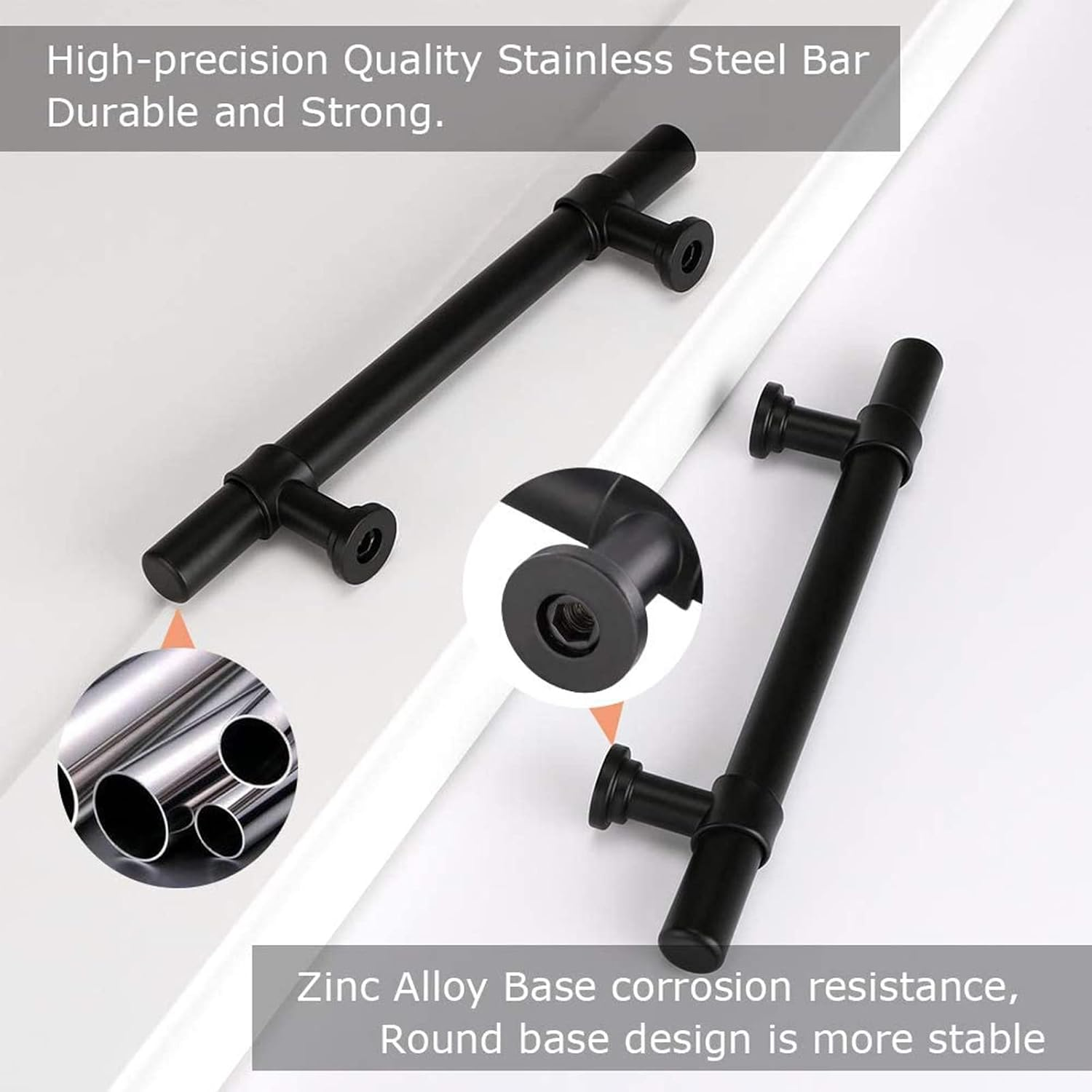 LONTAN 10 Black Cupboard 160Mm T-Shaped Black Drawer Handles Dresser Cabinet Pulls Vintage Wardrobe Bedroom Cupboard Door Pulls image number 6