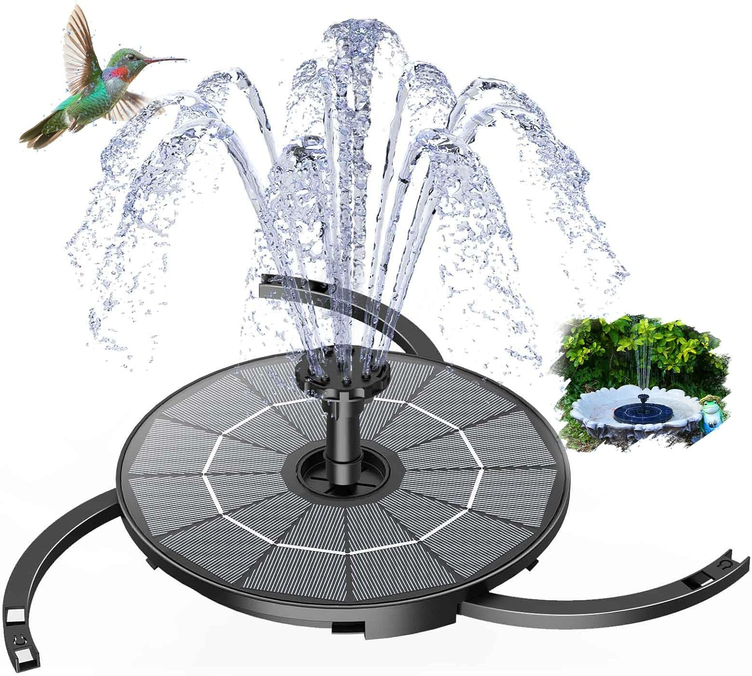 AISITIN 2.8W Solar Fountain Pump for Bird Bath Upgraded 2025, Floating Solar Powered Water Fountain Built-In 1000Mah Battery with 7 Nozzles & 3 Integrated Bracket for Bird Bath and Outdoor Garden image number 1