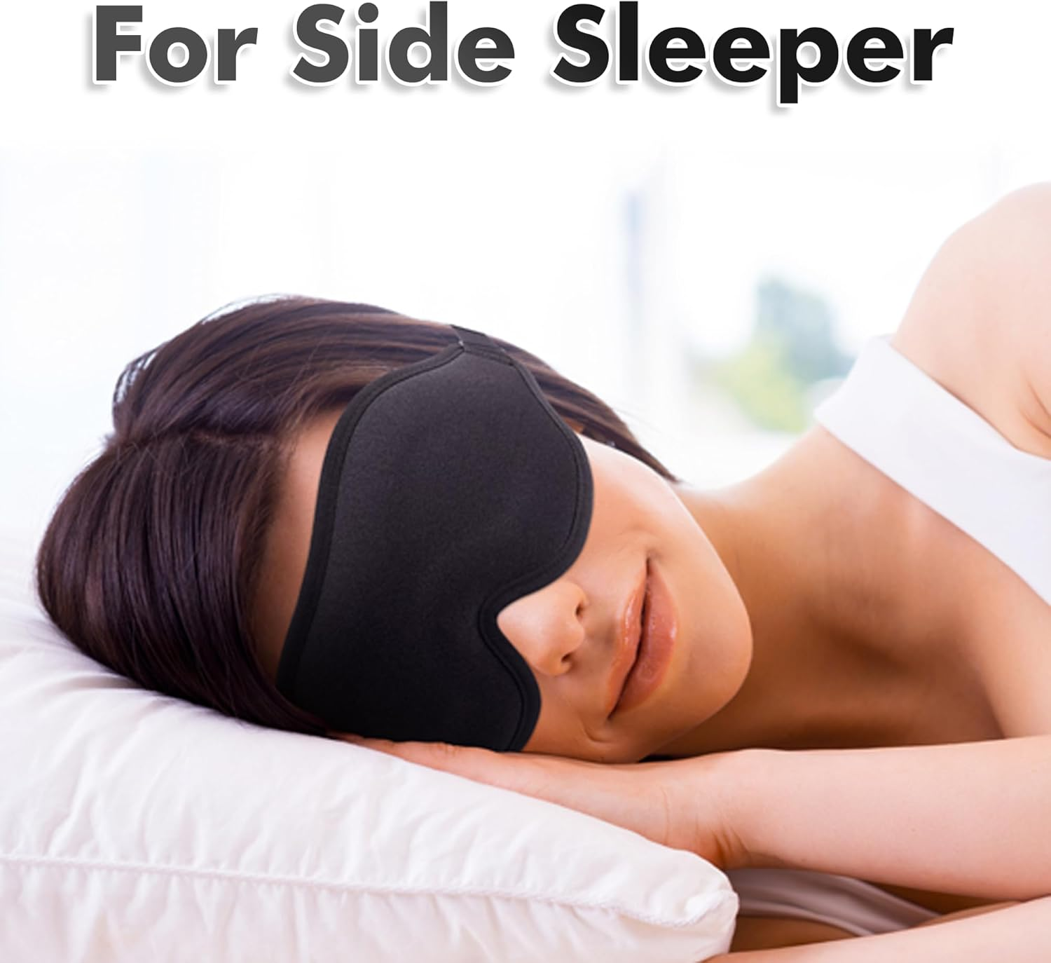 Sleep Mask for Men Women, Upgraded 3D Contoured Cup Eye Mask Blindfold, Block Out Light, Eye Mask with Adjustable Strap, Breathable & Soft for Sleeping, Yoga, Traveling (Black) - Black image number 6