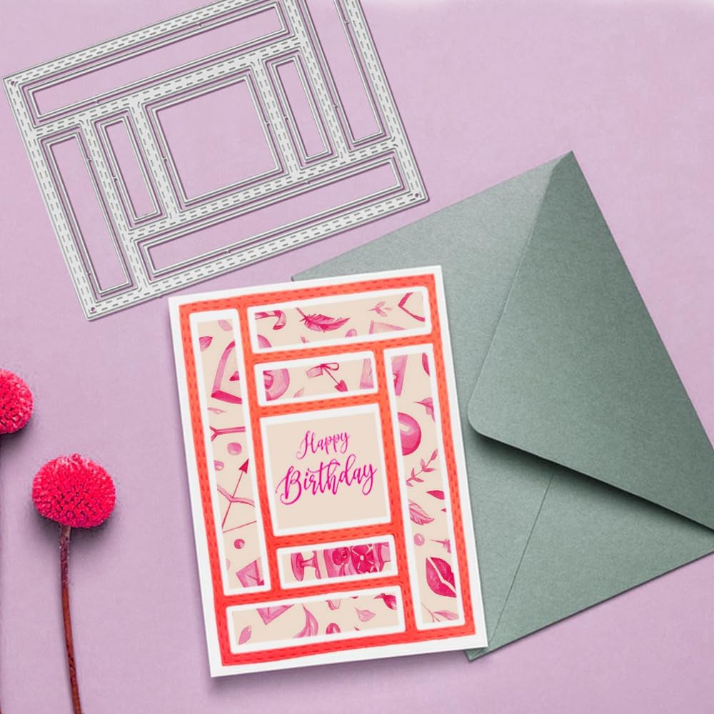 AFUNTA Rectangular Die Cuts for Card Making, 3 PCS Frame Scrapbook Metal Cutting Dies Embossing Tools for Card Making Supplies, Paper Album Decor image number 2