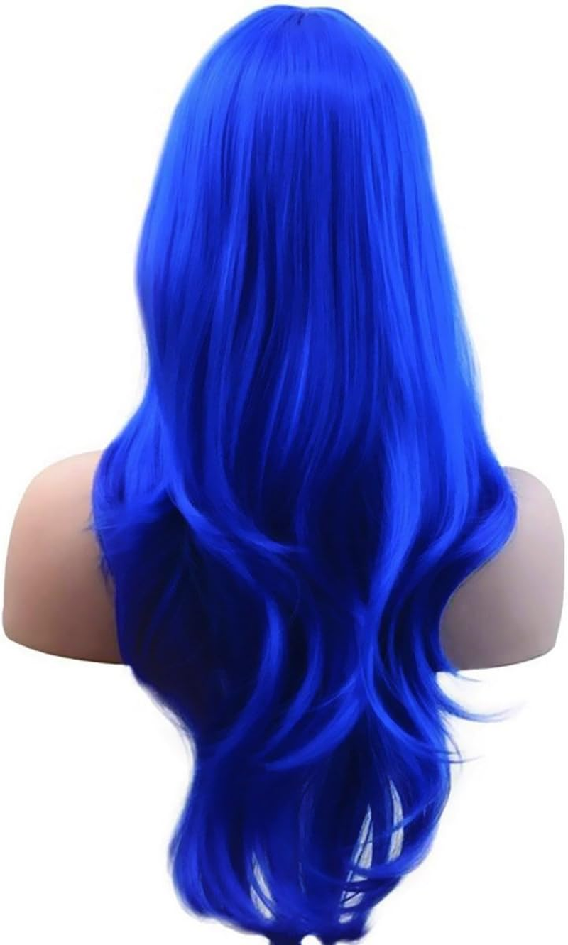 Akstore 28" 70Cm Fashion Wigs Long Wavy Curly Hair Cosplay Wig & Wig Cap (Blue) image number 3
