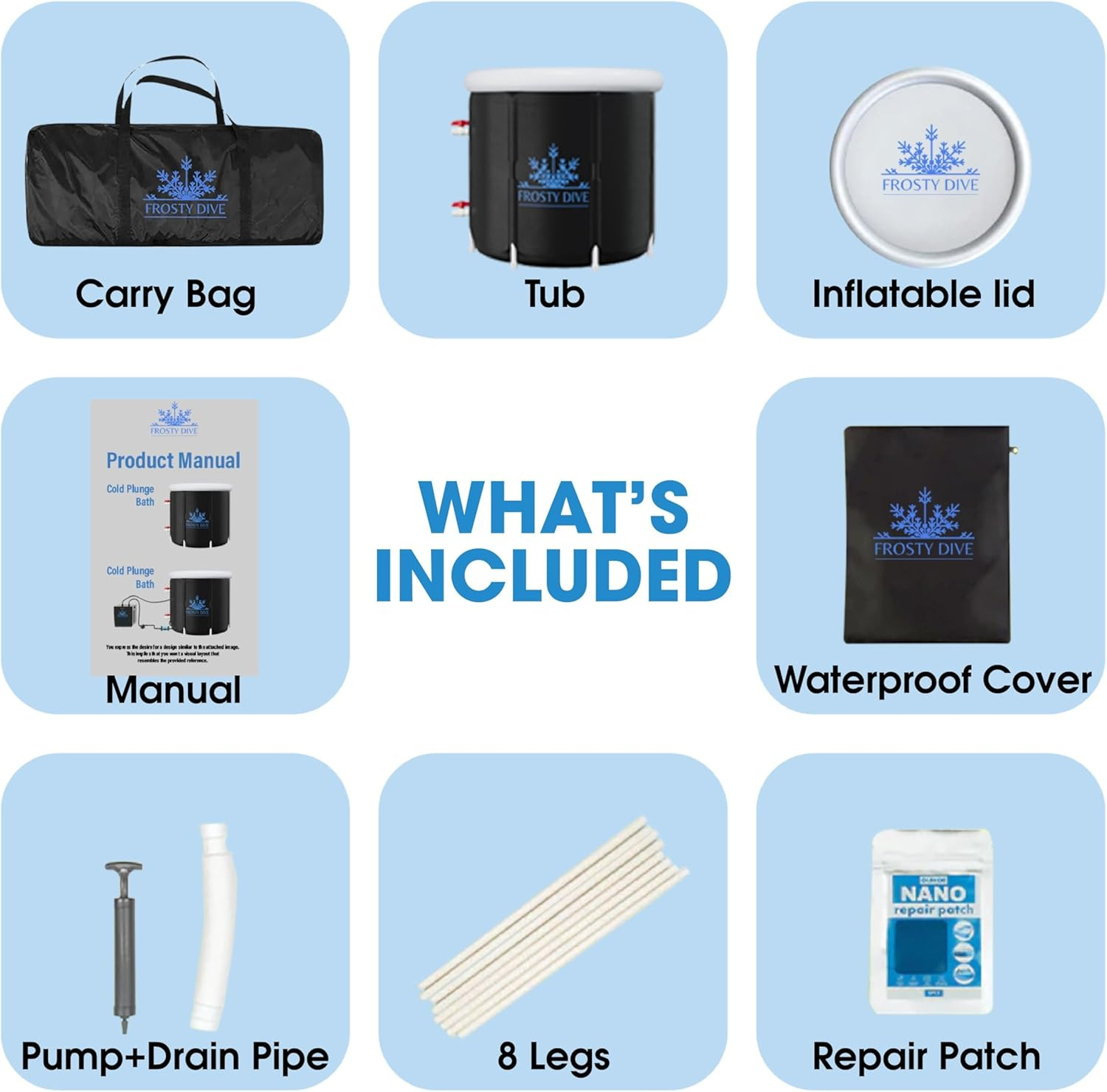 Frosty Dive Portable Ice Bath Tub &ndash; Lightweight, Foldable & Durable | Includes Cover, Bag & Thermometer | Quick Setup & Easy Drain for Cold Therapy, Muscle Recovery, Home & Outdoor Use image number 2