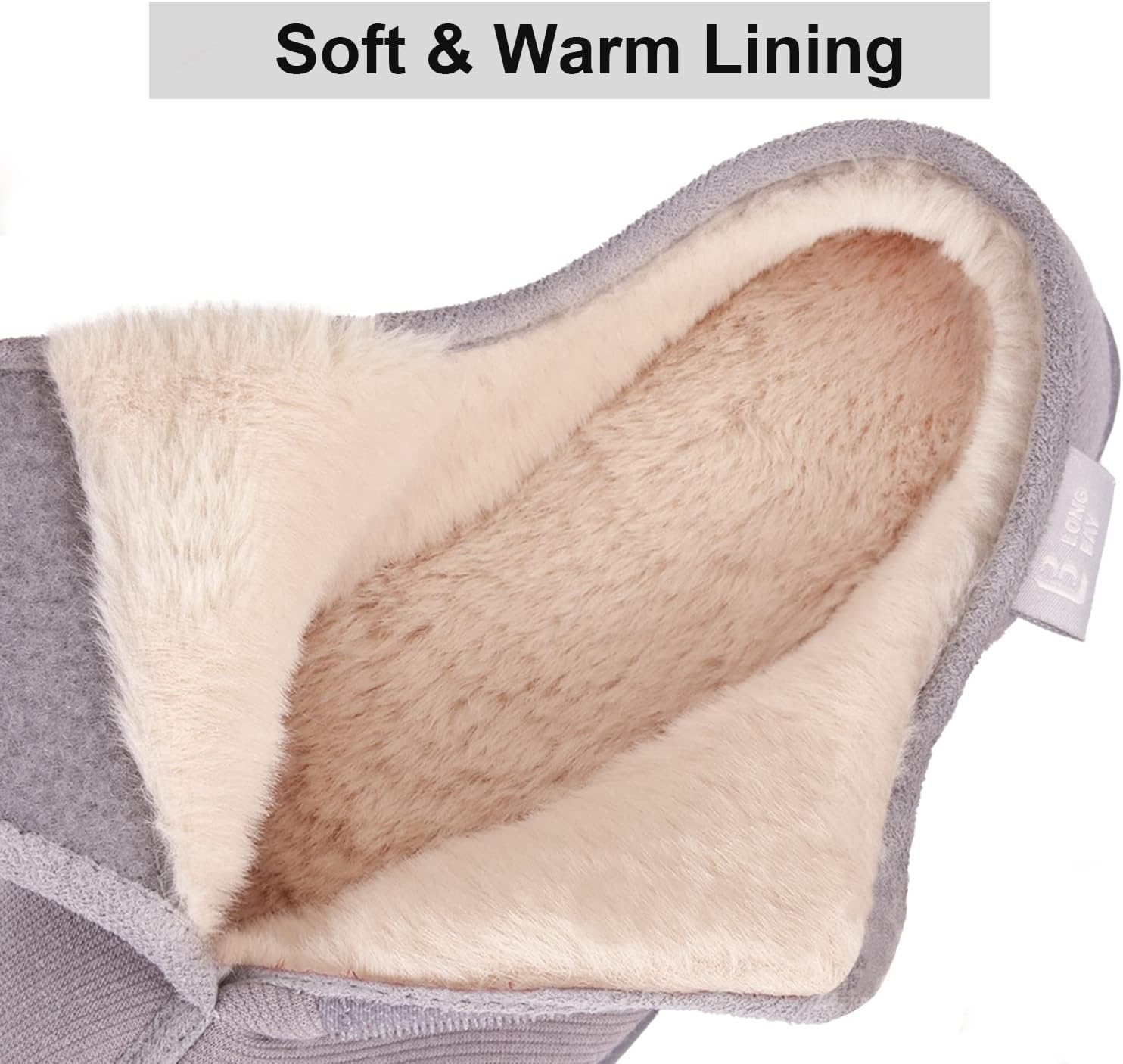 Longbay Women'S Furry Memory Foam Diabetic Slippers Comfy Cozy Arthritis Edema House Shoes image number 3