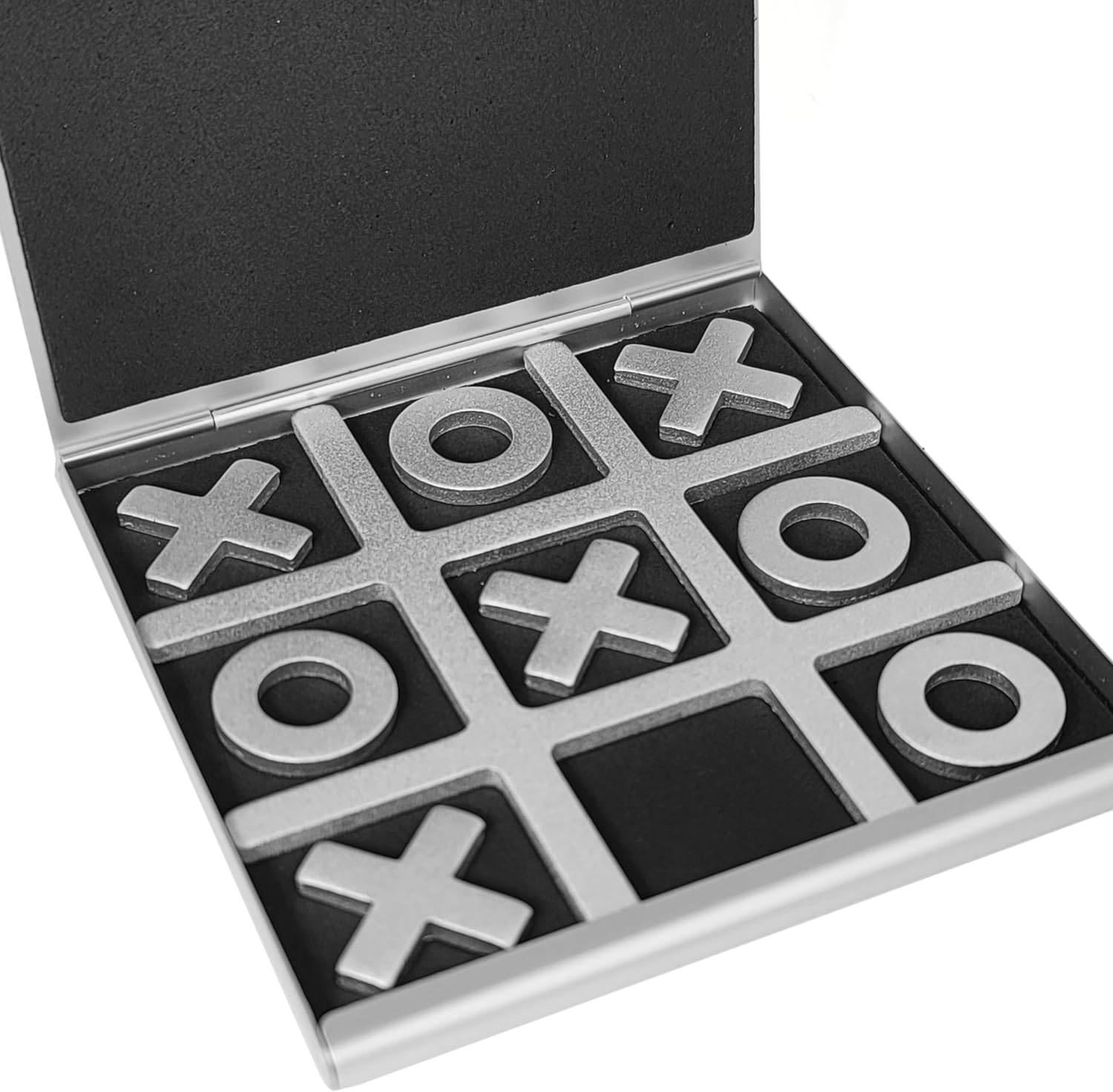 Portable Pocket Tic-Tac-Toe Set, Metal Foldable Travel Mini Cross Circle Light Weight Family Game image number 5
