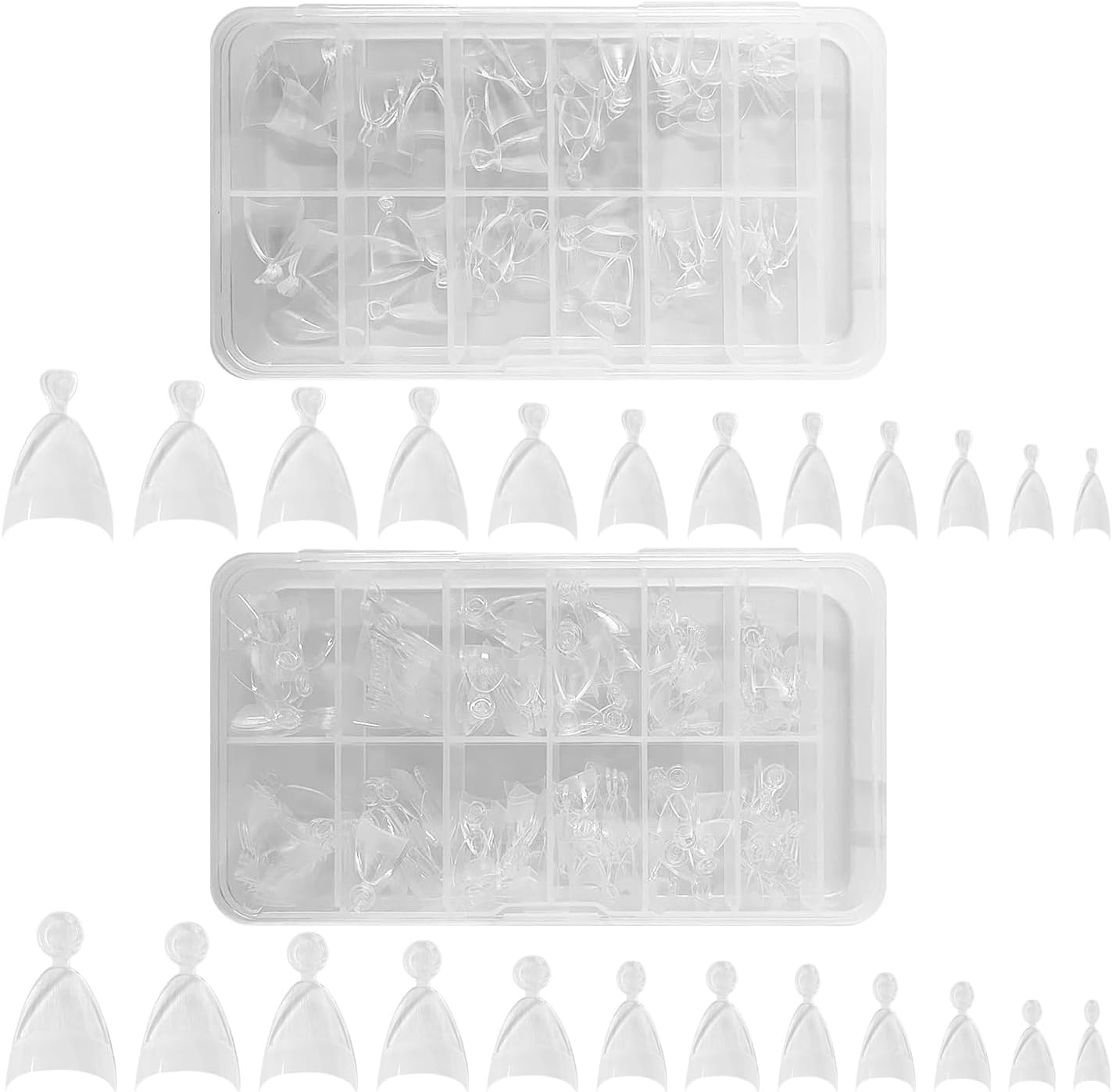 360 Pieces Short Almond Short Nails, Half Pattern Nails with Handle, Classic Creativity, Transparent Matte Nail Art Tools, DIY Arts and Craft Nail Accessories image number 3