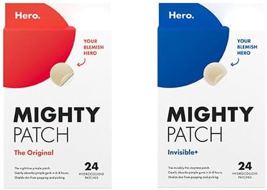 Hero Mighty Patch&trade; Bundle - Original & Invisible+ Pimple Patches, Hydrocolloid Acne Patches for Day & Night Use, Gently Absrobs Gunk, Spot Treatment for Blemishes & Zits (48 Counts) image number 6
