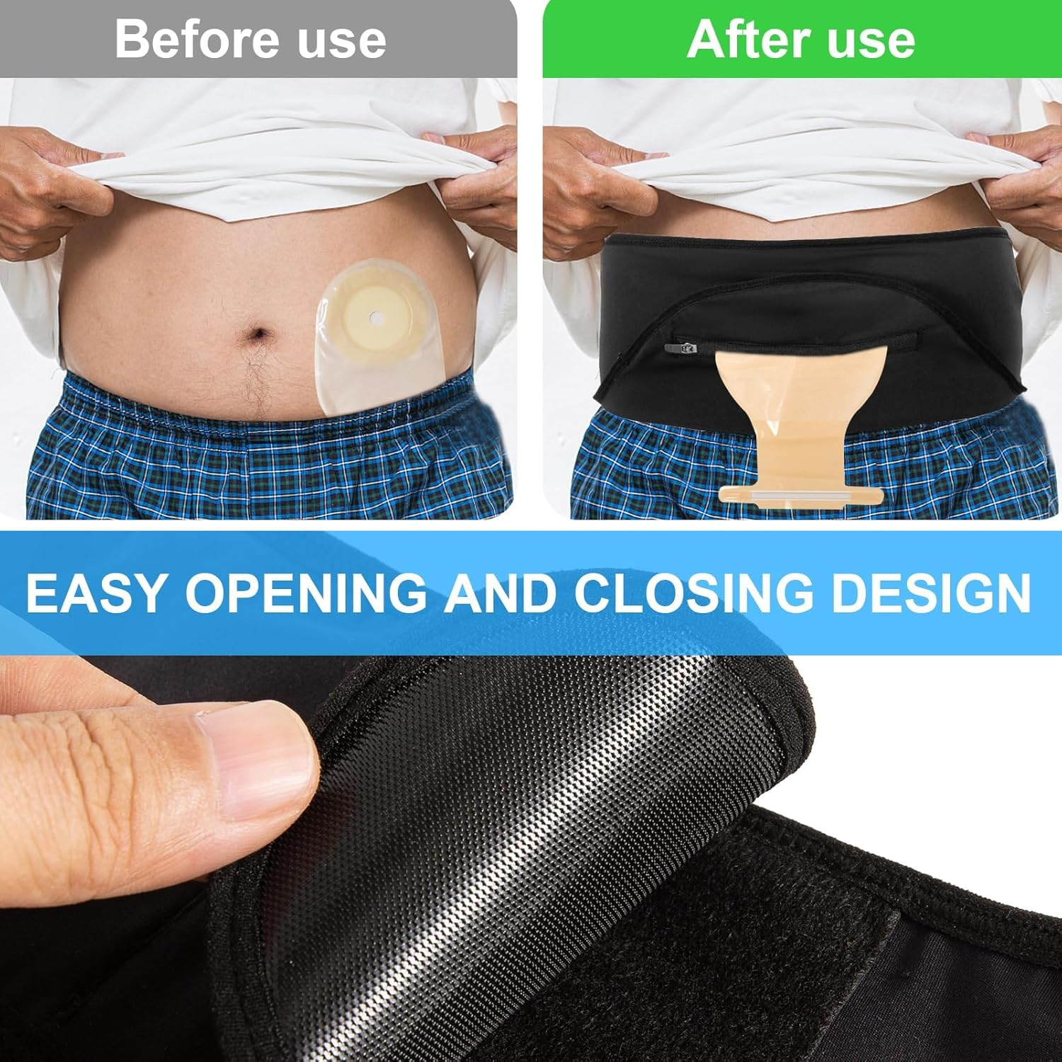 Ostomy Belt for Men & Women - Stealth Support Belt Adjustable for Sports Swimming Gym | Colostomy Bag Covers Ostomy Bag Covers with Inner Pocket Ostomy Wrap Abdominal Support for Secure Discreet Pouch image number 1