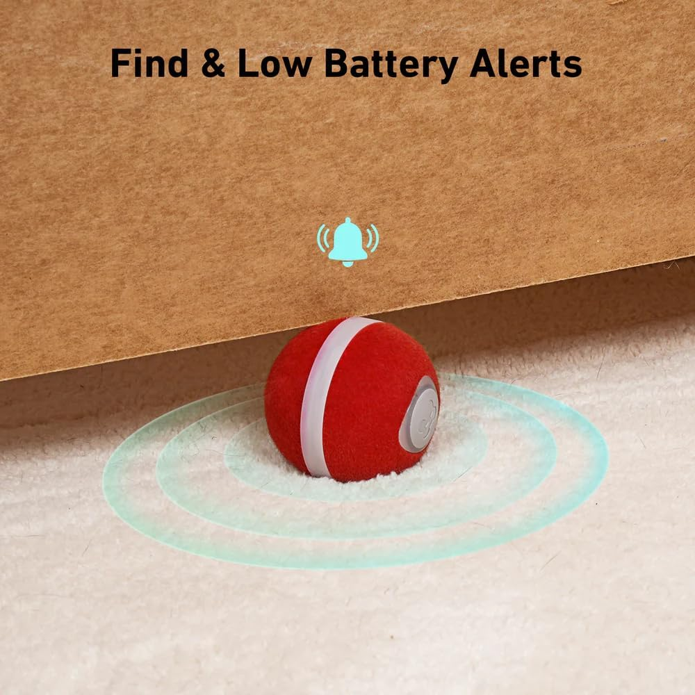 Cheerble Mini Ball 2.0 - Intelligent Interactive Automatic Rolling Ball for Cats - 3 Play Modes - Cat Toy - USB Rechargeable - Cat Toy Intelligence & Electric (Red) image number 1