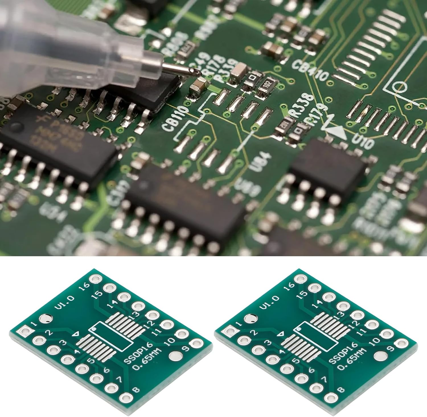 VGOL 10X SOP16 TSSOP16 to DIP-16 PCB Pinboard 21X16Mm for Modding and Upgrading SMD Components to a DIP Footprint