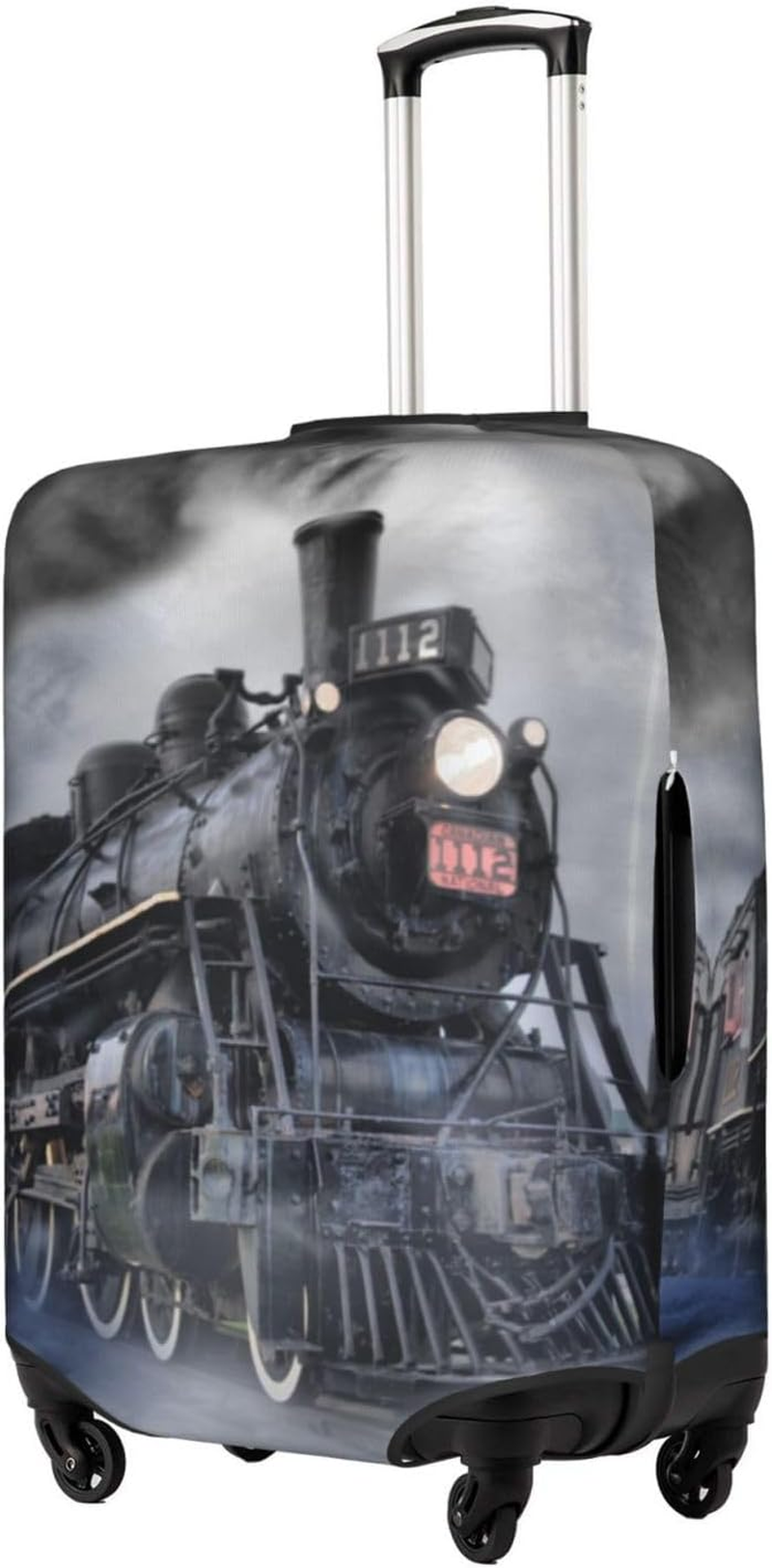 Obabo White Purple Butterflies Travel Luggage Cover,Washable Suitcase Cover Protector Anti-Scratch Suitcase Cover Fits 18-32 In, Steam Train Clouds, M