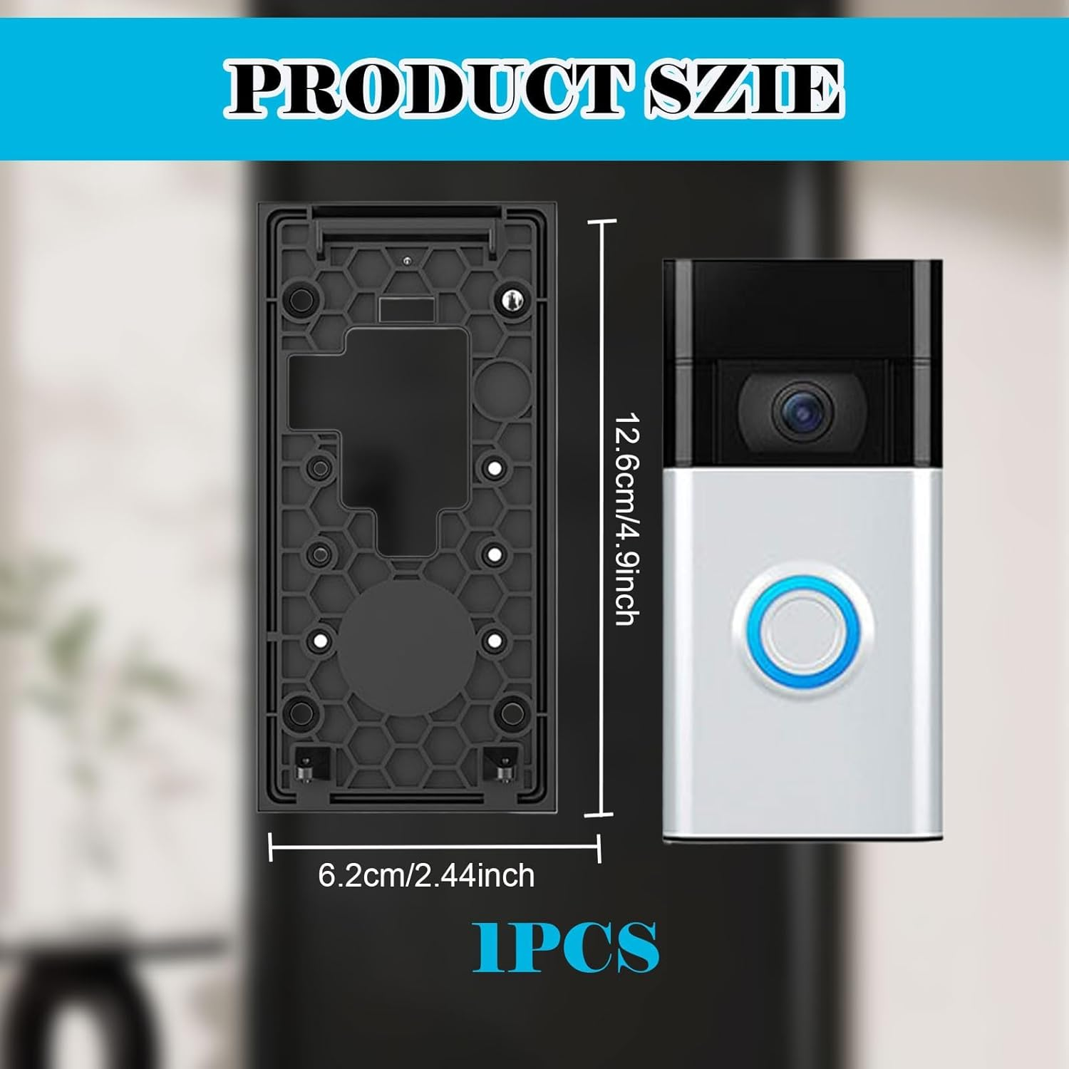 No-Drill Adhesive Holder for Ring Doorbell Mount, 1 Pcs Holder Bracket for Ring Camera Video Doorbell(2Nd Generation - 2020 Release), Bracket Accessories for Apartments Office Houses image number 5