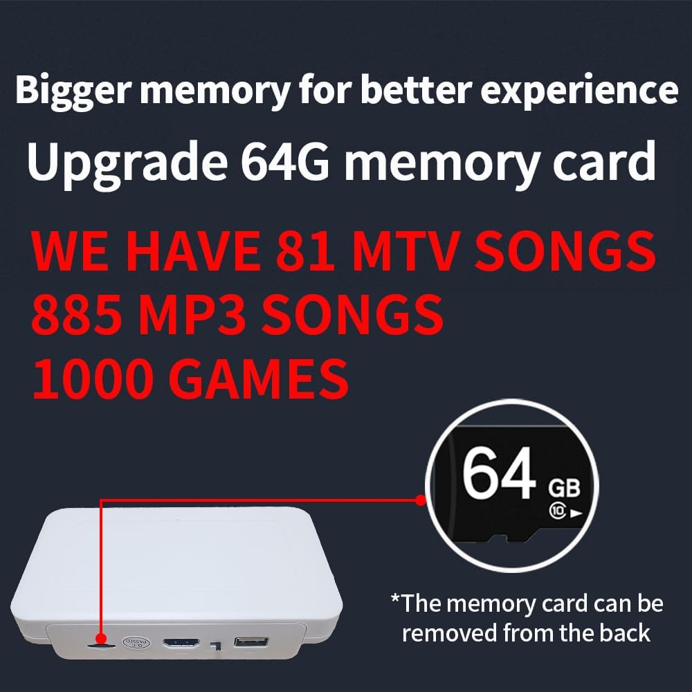 Music Double Dance Mat for Kids and Adults,64G Memory Card,Fitness Dance Games with Mv/3D/Cartoon Dance Mode, 1000Pcs Games and 885Pcs Songs 81Pcs MV for HDMI TV Fun Senior Flannel Materia image number 2