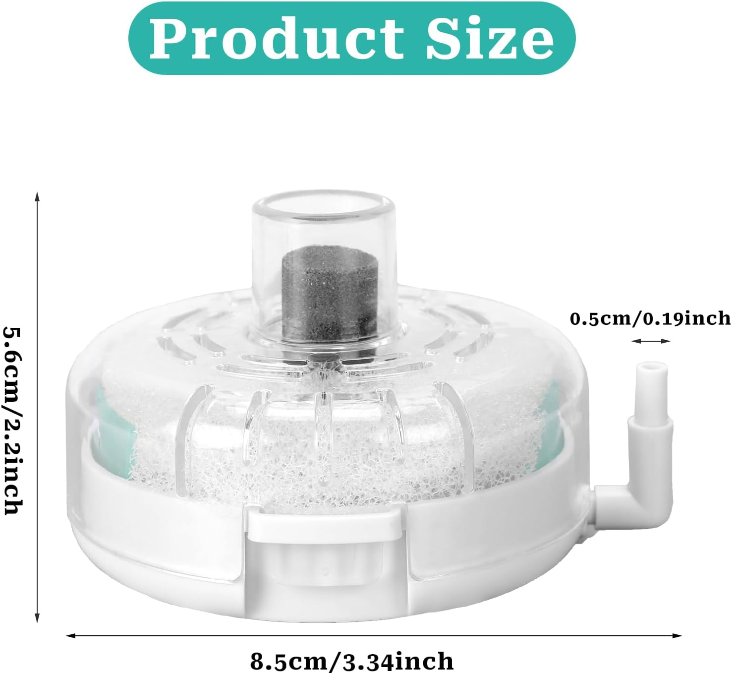 KALIONE Small Aquarium Filter, Mini Aquarium Sponge Filter, Small Filter for Fish Tank, Transparent Turtle Tank Filter, Small Fish Tank Water Filter for 2-6 Gallon Aquarium Betta Fish Tank image number 5