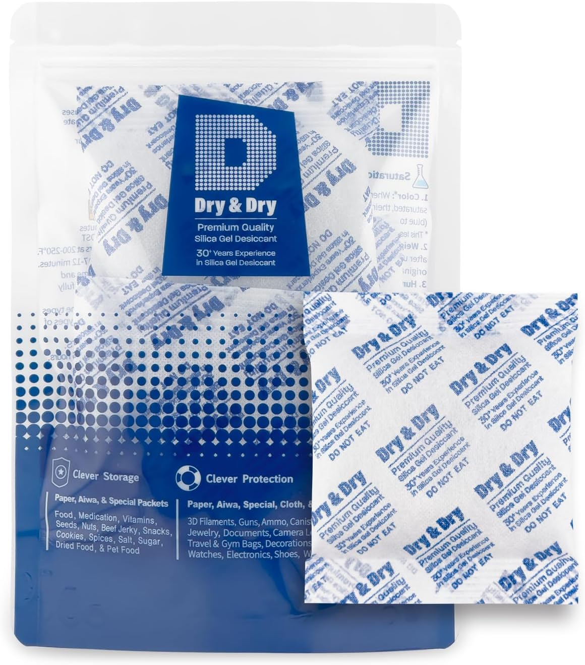 Dry & Dry [7 Packets] 100 Gram Silica Gel Packets, Desiccants, Dehumidifiers - Rechargeable Fabric Moisture Absorbers, Silica Gel Packs, Silica Gel, Desiccant Packs image number 4