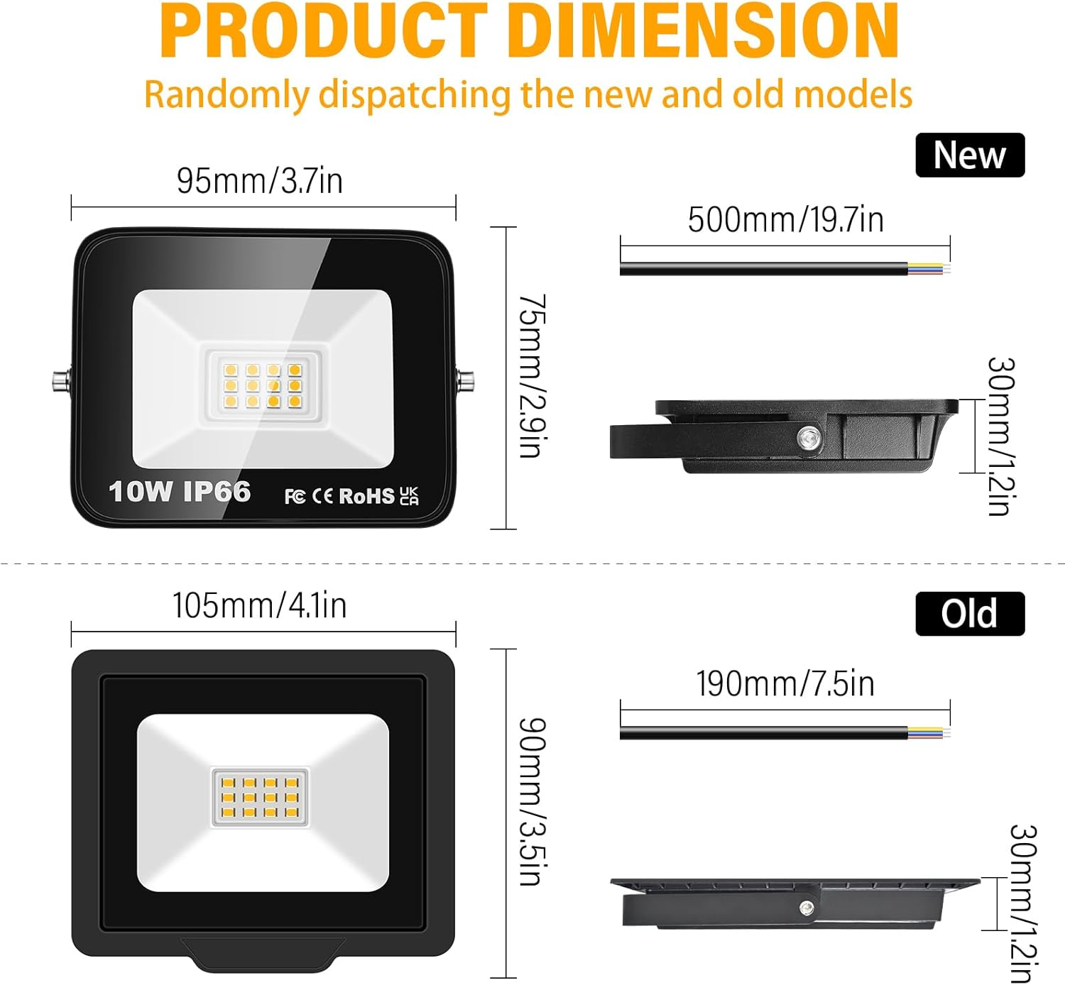 RIGIDON 2 X 10 W LED Outdoor Spotlights, 1000 Lm, 4000 K, Warm White, IP66 Waterproof, LED Floodlight, Outdoor Lamp for Garden, Courtyards, Garage, Hotel, Sports Field, Workshop image number 6