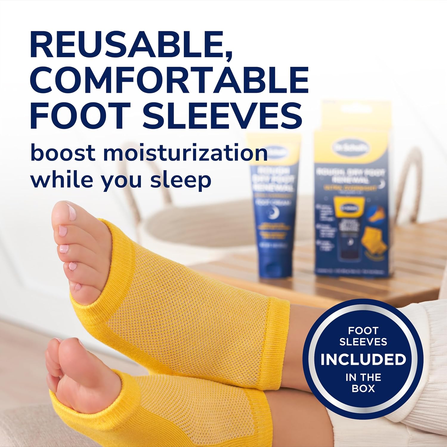 Dr. Scholl'S Rough, Dry Foot Renewal Ultra Overnight Treatment with Overnight Foot Cream 3Oz with Aloe, Coconut Oil & Urea and Heel Sleeve Socks, Deeply Moisturize & Soften Feet, Dermatologist Tested