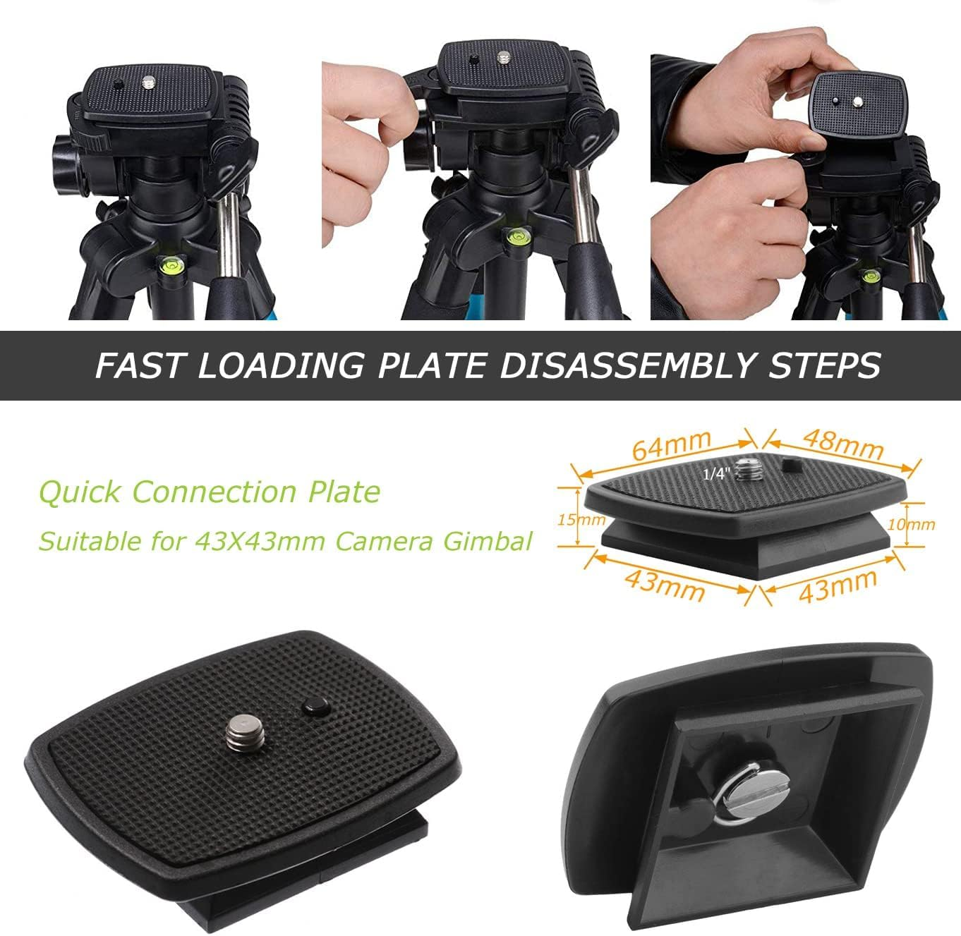 MJIYSGS 2Pcs Tripod Camera Mounts, Plastic Quick Release Plate, Pack of 2 Camera Clamps, Cam Clip Adapter Replacement image number 1