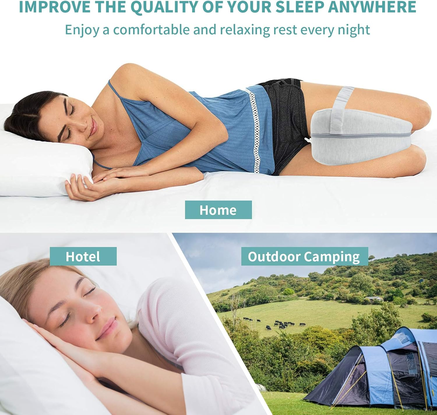 CREATESTAR Leg Pillow Knee Pillow Ergonomic Side Sleeper Pillow with Optimal Memory Foam Pillow for Side Sleepers Positioning Pillow with Removable and Washable Cover image number 6