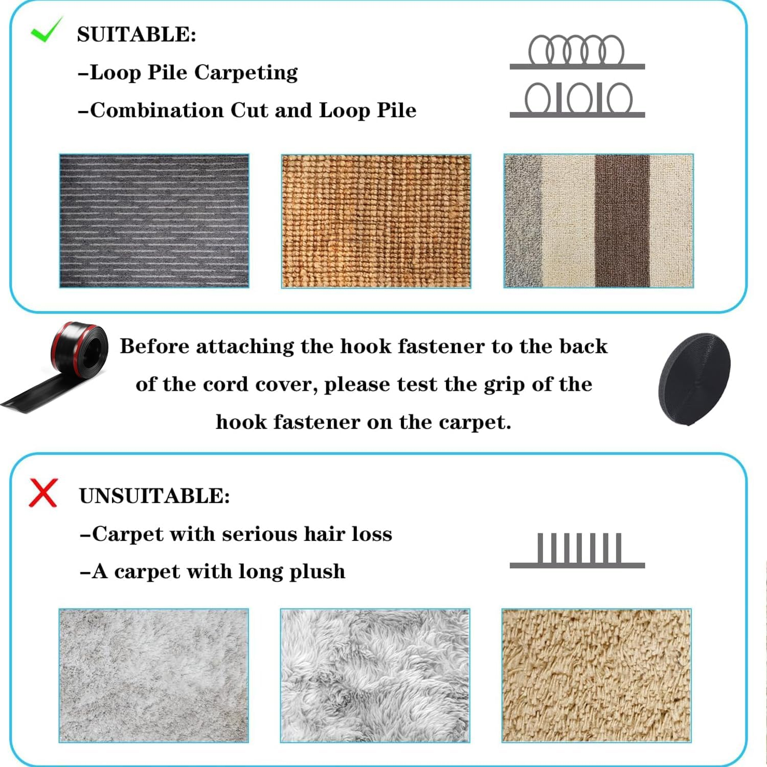 Cord Covers for Wires on Floor, Soft PVC Cord Covers for Wires on Floor, Self-Adhesive Floor Cable Cover Cord Hider, Cable Management Cable Protector for Carpets/Floors/Walls (Black) image number 2