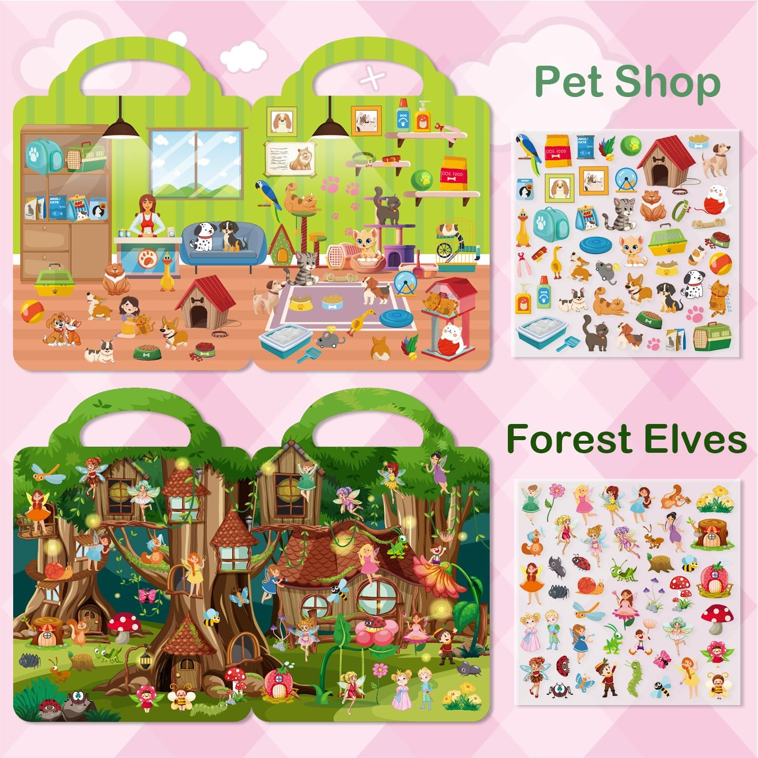 Aannanl Dress up Sticker Books for Girls Ages 2-4 4-8,Puffy Sticker Activity Books Set: Fairies, Princess Castle,Pet,Play House, Dress-Up,Mermaid,Suitable for Girls' Birthday Gifts