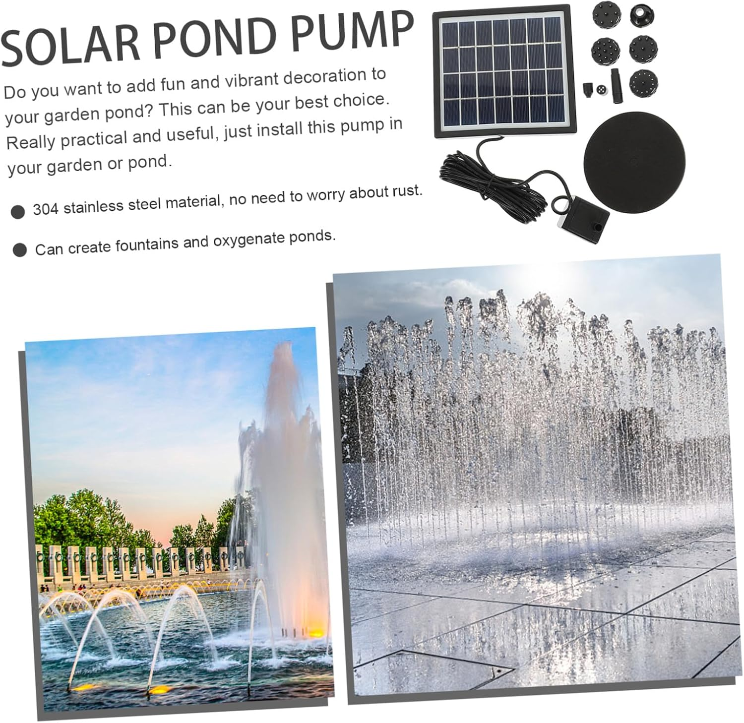 Solar-Powered Fountain Pump for Garden Pools Automatic Water Circulation Floating Solar Pump for Bird Baths and Rockeries No Battery Required Easy Outdoor Decoration