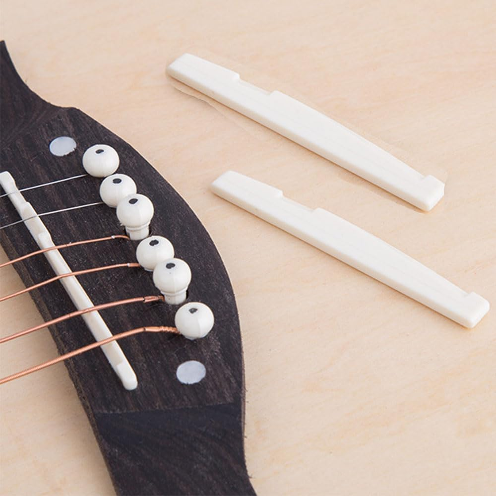 String Acoustic Guitar Bone Saddle,Armastuse 4 Pcs 6 String Acoustic Guitar Bone Bridge Saddle Guitar Saddle 72Mm and Nut 43Mm Bone Nut Top Folk Pillow Folk Bottom Pillow,For Acoustic Guitar