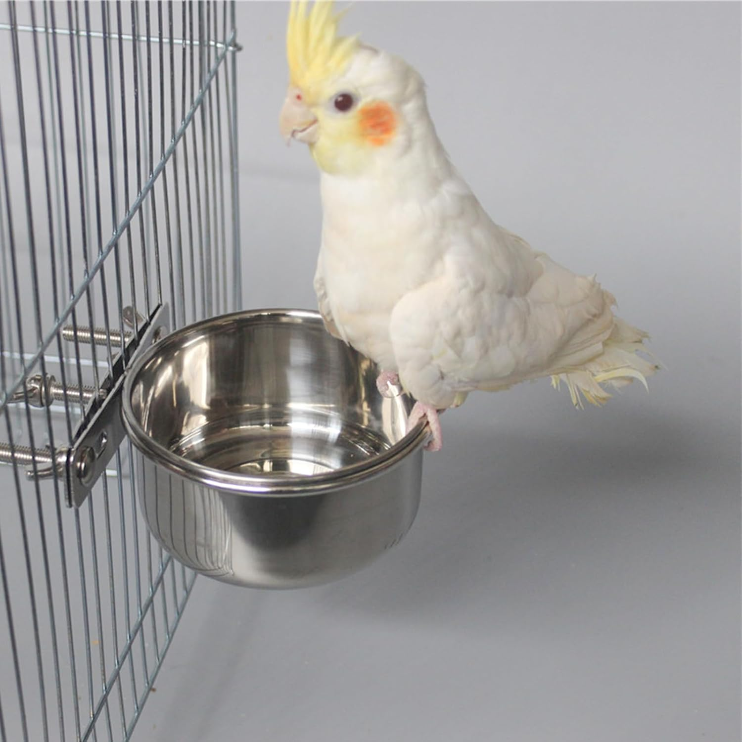 Luckyopt 11 Oz Bird Cage Feeding Bowl, Removable Hanging Metal Bird Bowls for Cage Prevent Tipping and Movement, Sturdy Small Animal Bowls for Hamsters, Parrots, Squirrels, Rabbits (10 X 4.5 Cm) image number 1