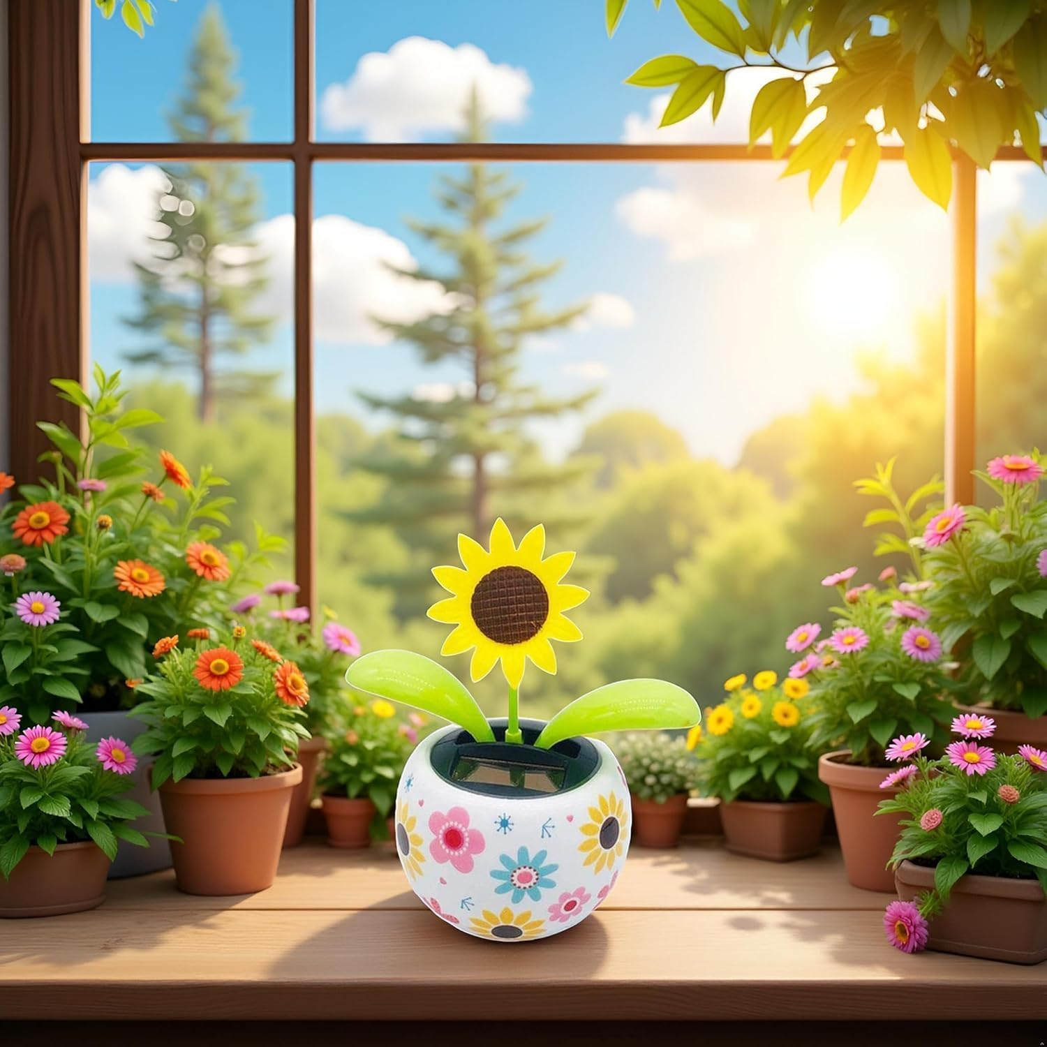 Solar Dancing Sunflower Decoration, Sunflower Solar Dancing Flower, Powered Swinging Animated Dancer Office Desk Car Decoration, Funny Ornaments image number 6