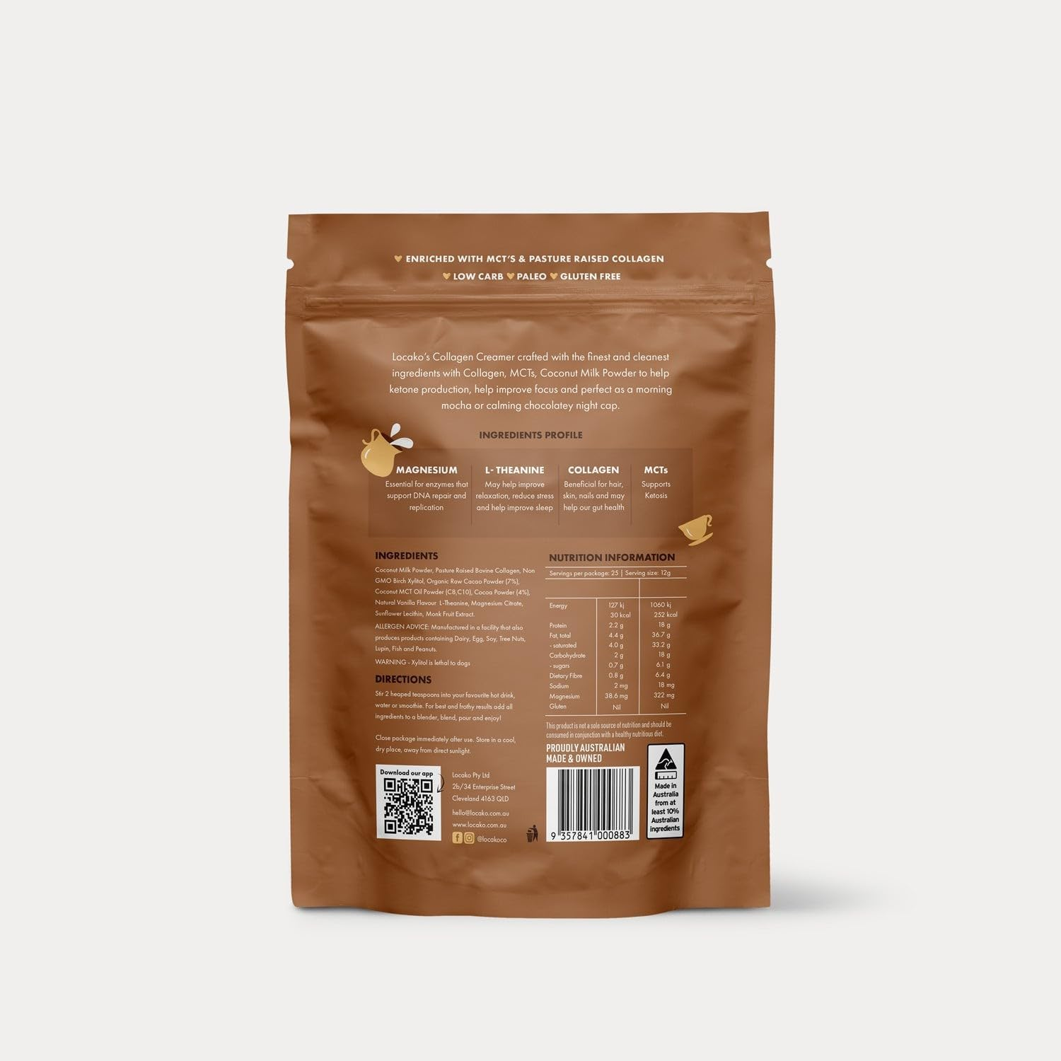 Locako Focus Decadent Chocolate Collagen Creamer 300 G