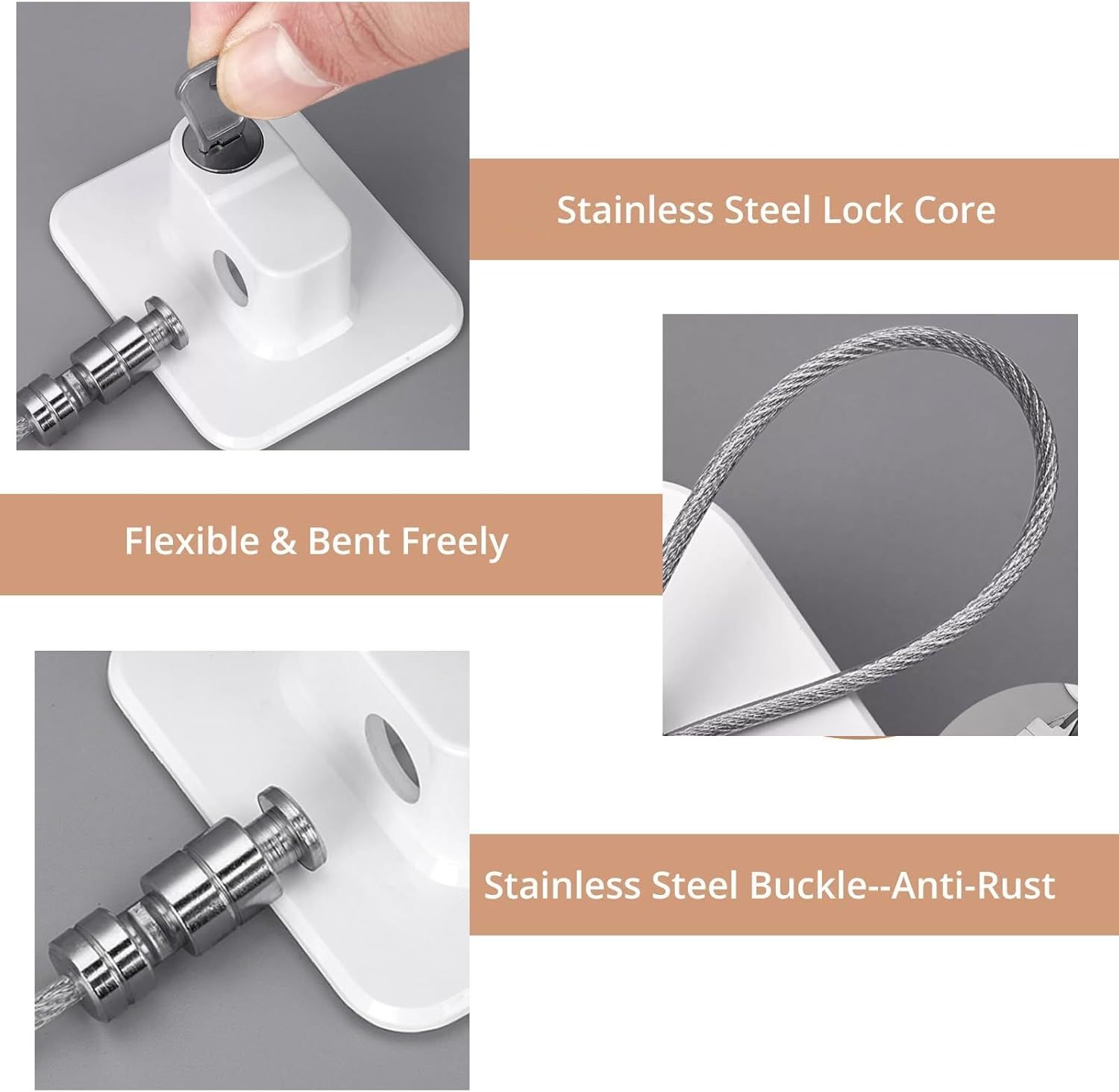 Fridge Lock,H HOME-MART Refrigerator Door Lock with Two Keys,Freezer Lock and Child Safety Cabinet Lock with Strong Adhesive for Cabinets, Closets, Drawers, Window and More, Easy Install and Use (Black-2 Pack)