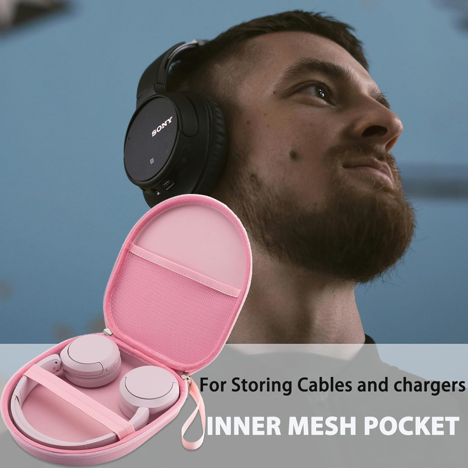 Case Compatible with Tune 520BT 510BT 720BT 770NC 670NC, Sony WH-CH720N WH-CH520 Noise Canceling Wireless Headphones, Portable Travel Headphone Case (Pink) - Purple image number 2