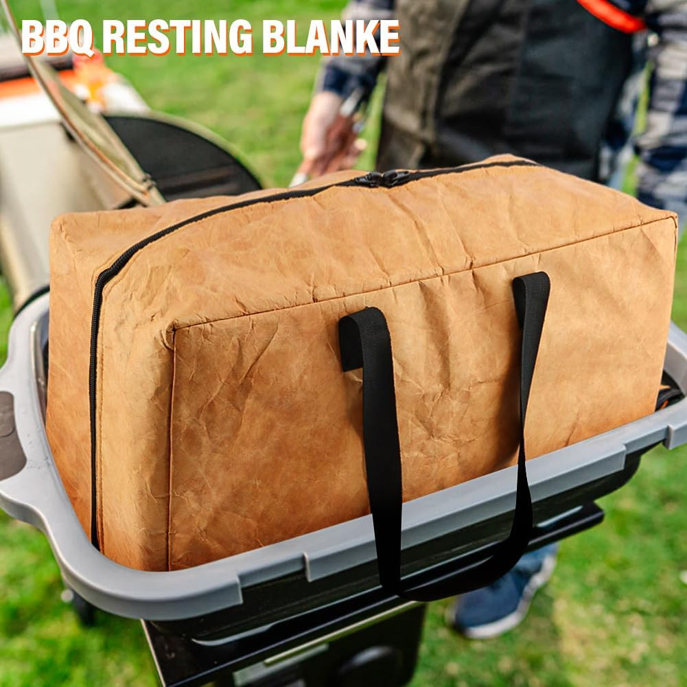 BBQ Blanket Aluminum Foil Insulated for Resting Meat Smoker Grilling with Zipper(Color:Brown) image number 3