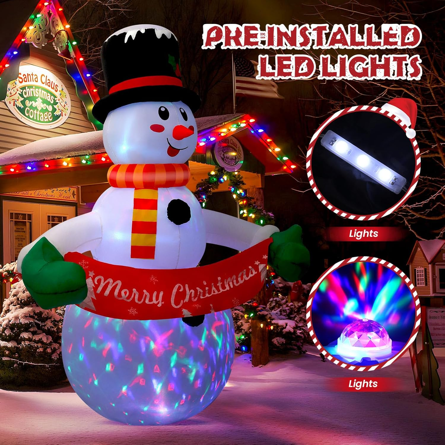 Alupssuc 2.1M Inflatable Christmas Snowman Nativity Scene Outdoor Decorations with LED Lights Blow up for Indoor Holiday Party Garden Lawn Xmas Decor 7FT